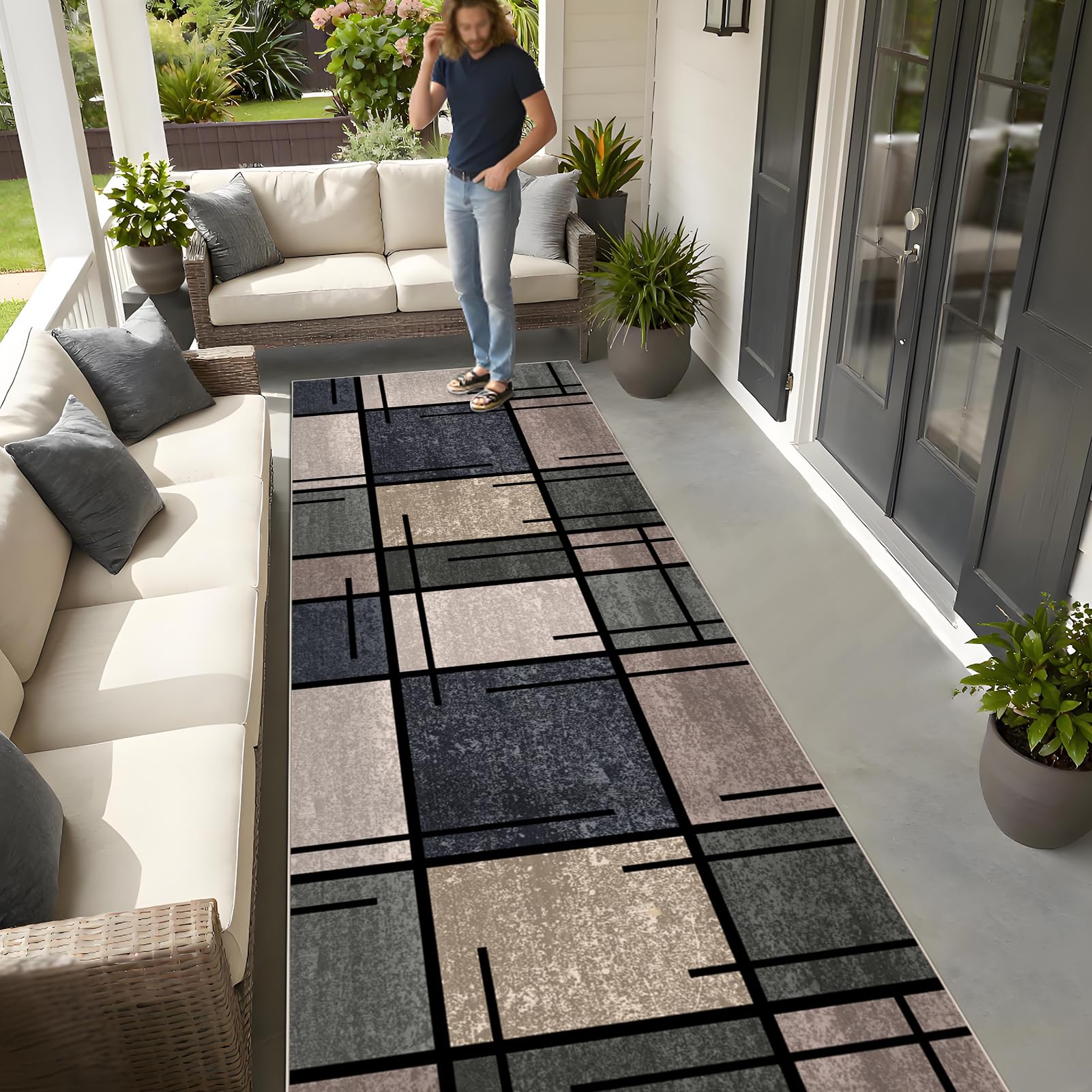 Długi dywan na korytarz dywan kuchenny zmywalny antypoślizgowy 70 x 300 cm dywan jadalnia przedpokój dywaniki dywanik dywanik korytarz korytarz do wejścia pralni salon sypialnia