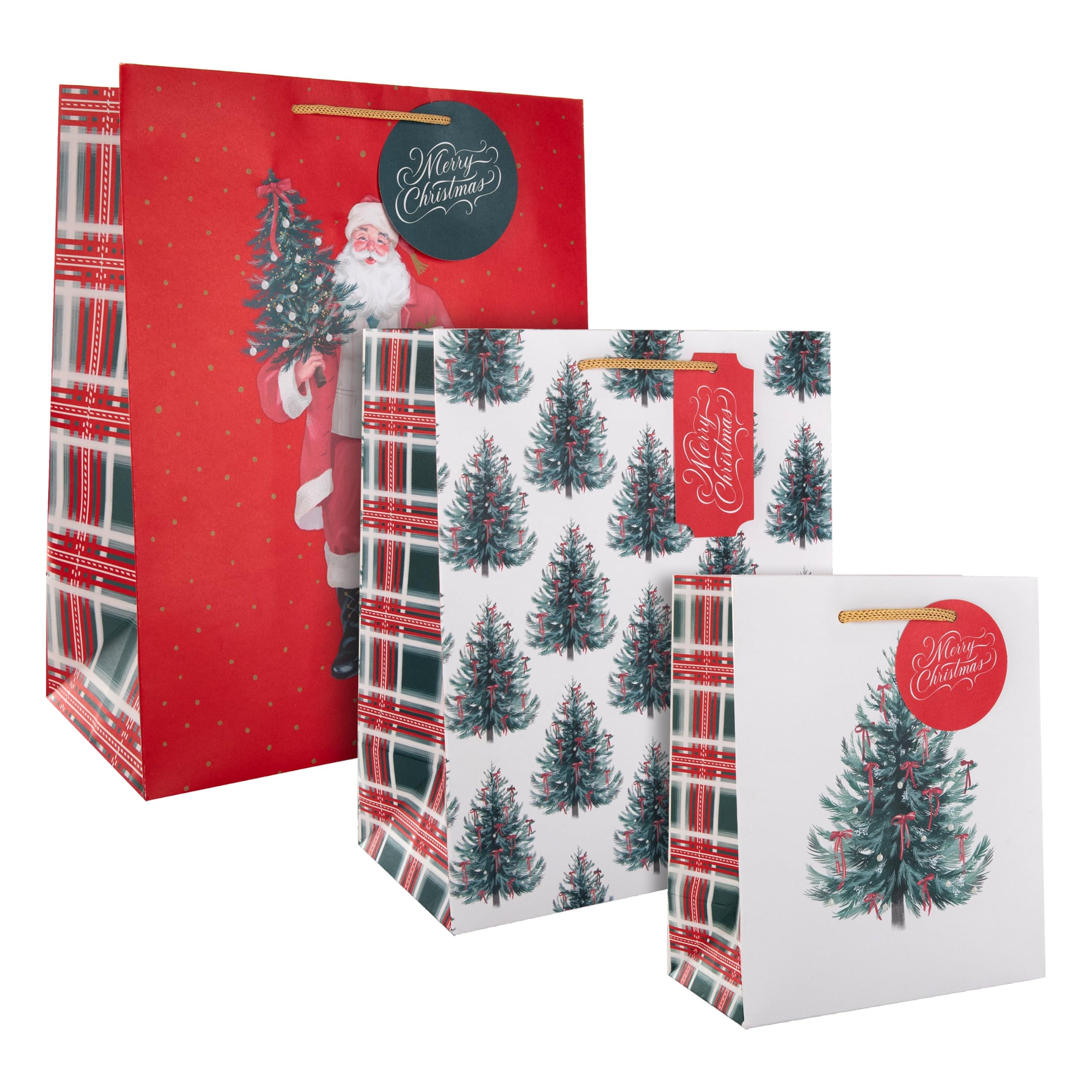 Hallmark Pack of 3 Traditional Christmas Design Gift Bags in 3 Sizes