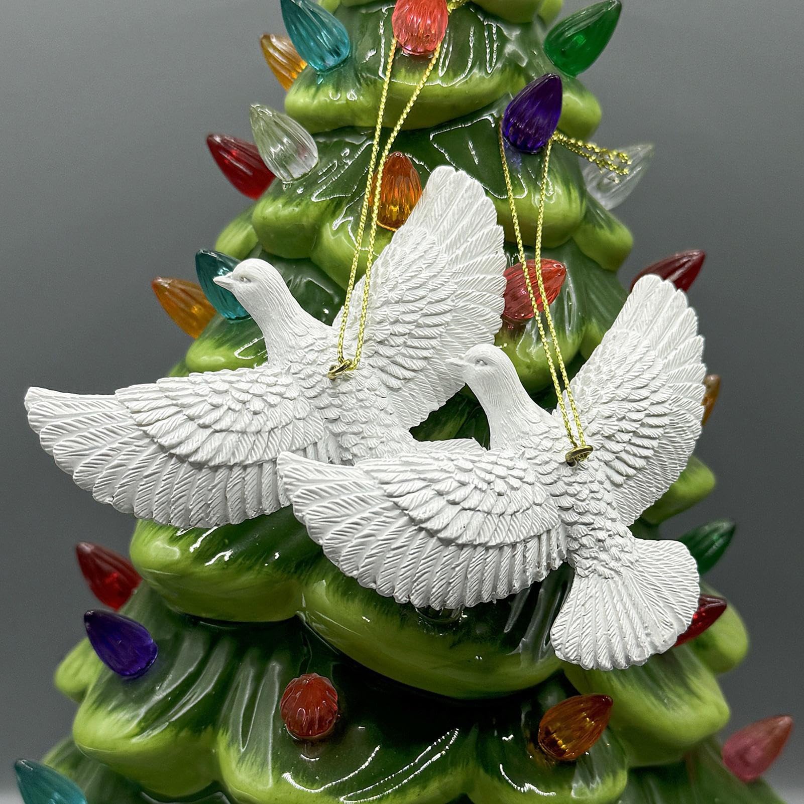 De La Navidad De Las Tórtolas De La Amistad | 2 Piezas De Ornamento Colgantes De Palomas De La Paz Blanca | Regalo De Ornamento De Navidad De Tórtolas De La Amistad, Decoración Del Hogar De Boda