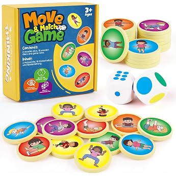 Broytain Join Game for Children from 2 Years - Movement Dice Game with Colours Motor Skills and Coordination Game for Indoor & Outdoor Use Educational Game for Indoor & Outdoor Boys and Girls