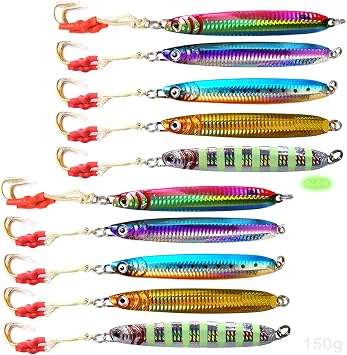 10pcs Fish WOW! 150g Vertical Knife Butterfly Speed Jig 5.25g with Two Assist Hooks -Mix Colors