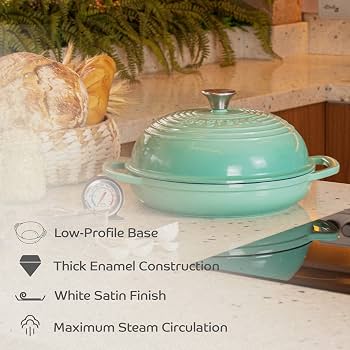 Segretto Cookware 7 Quarter Oval Cast Iron Enamelled Dutch Oven - Green