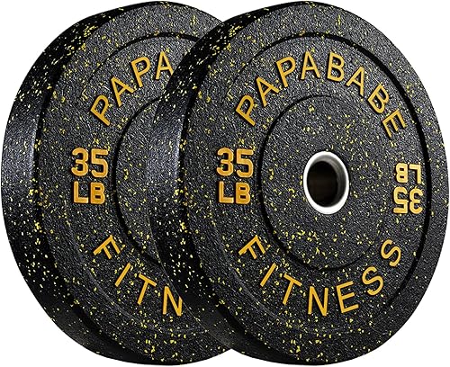 Miniatura 31 de Papababe Placas de peso, juego de placas de pesas de 2 pulgadas, placas de peso de goma protectoras para el suelo, placas de parachoques de 10 a 600