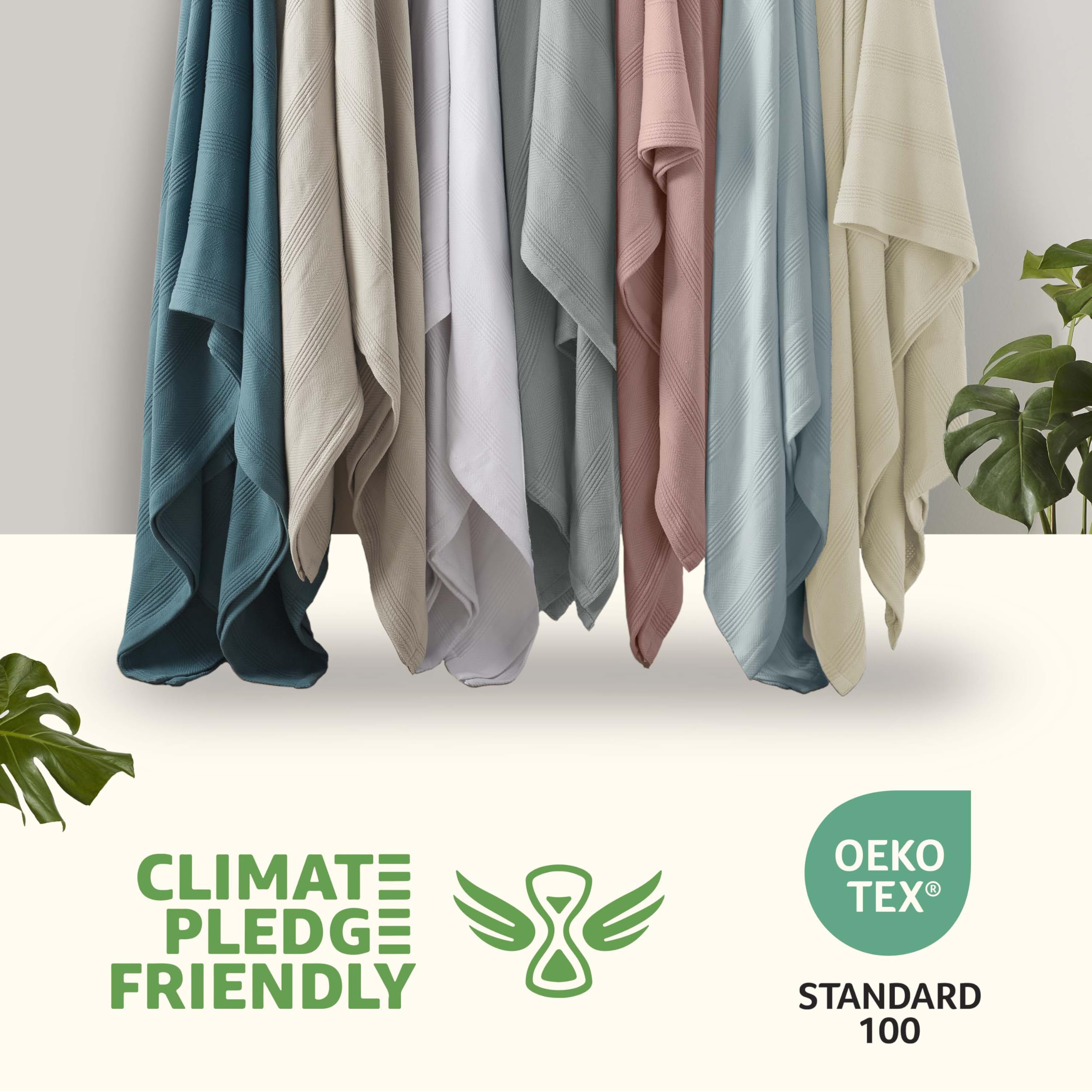 Vellux Manta 100% algodón, Suave, Transpirable, acogedora y Ligera, Manta térmica para Todas Las Estaciones, tamaño Queen, Colocar Capas de Cama, sofá y sofá, Calidad de Hotel (90 x 90