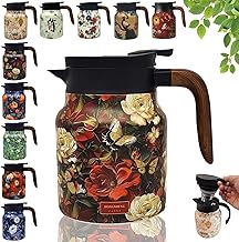 Doresty Tea Pot,Vintage Floral Pattern Tea Pot – Built-In Infuser,Raidley Vintage Floral Pattern Pot,Stainless steel insulated kettle (B1-1000ml)