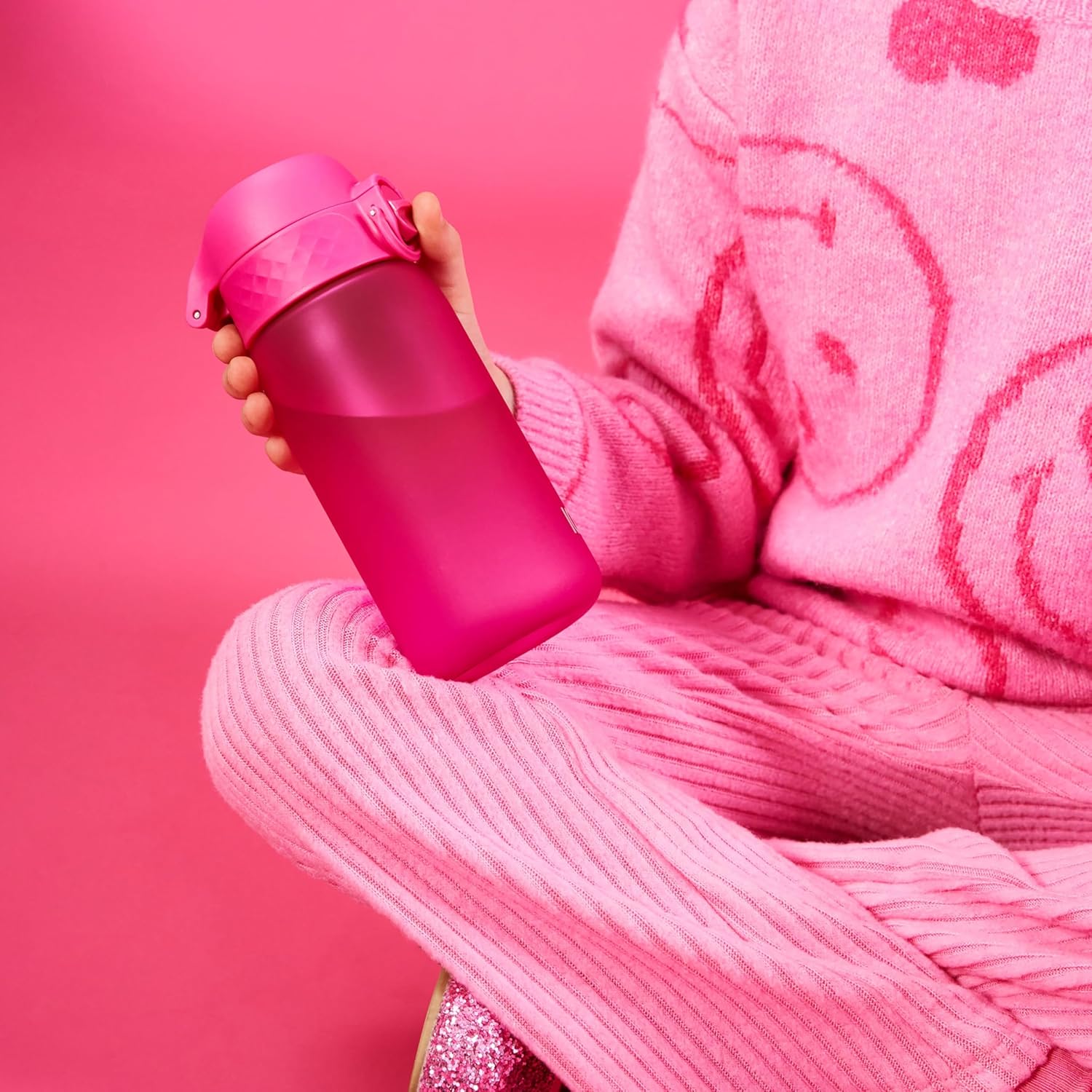 Ion8 Small Water Bottle, 350 ml/12 oz, Leak Proof, Easy to Open, Secure Lock, Dishwasher Safe, BPA Free, Carry Handle, Hygienic Flip Cover, Easy Clean, Odor Free, Carbon Neutral, Hot Pink - Image 8