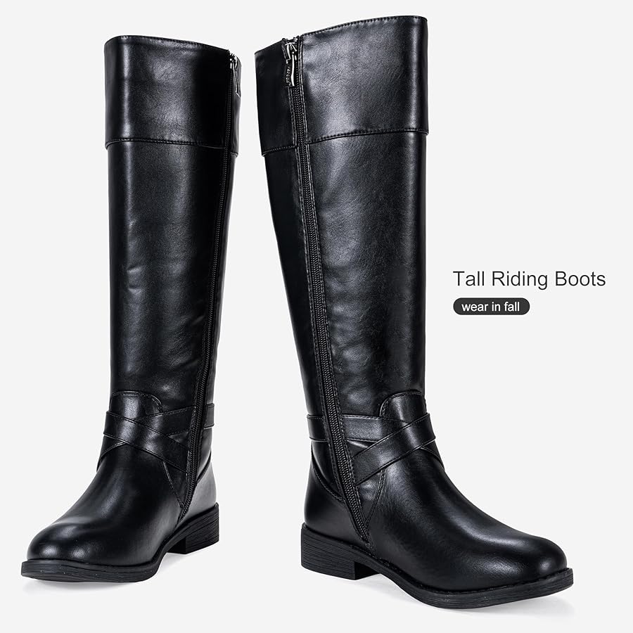 Amazon.com | Vepose Women's Black Knee High Boots, Fashion Riding
