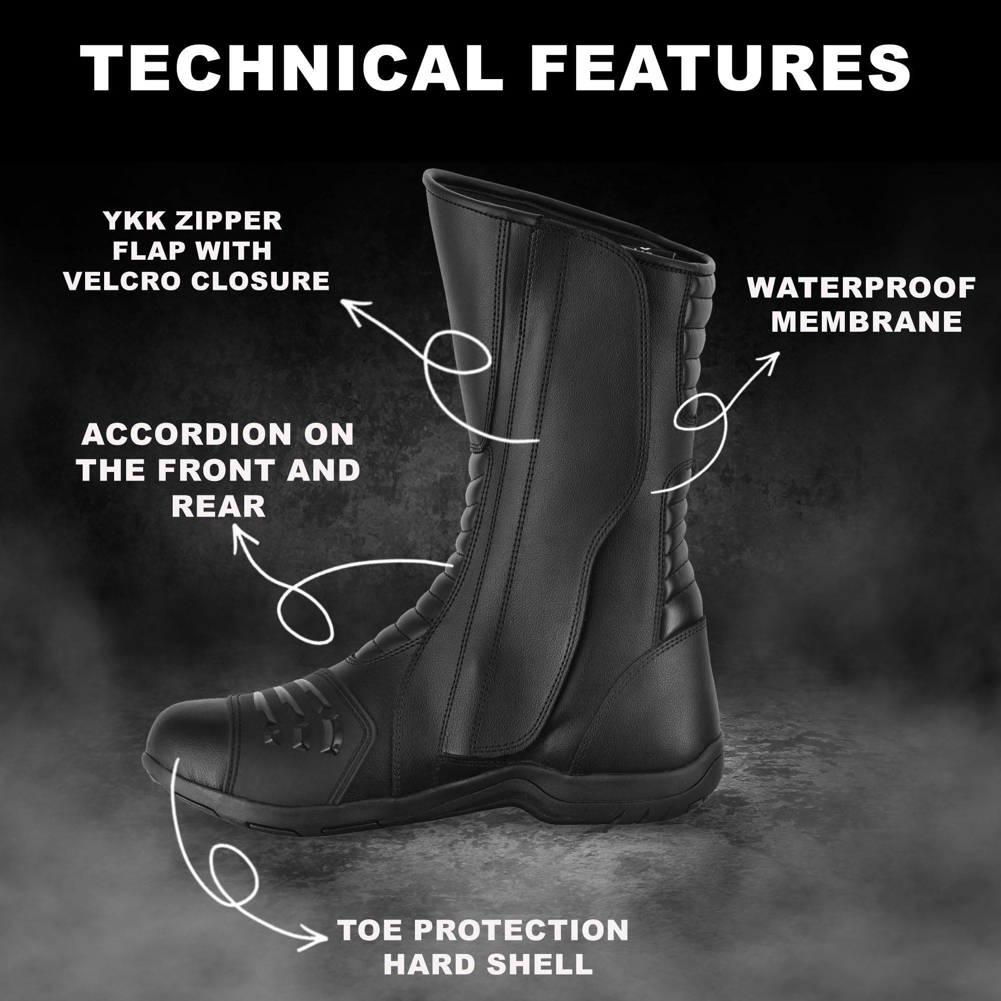 Botas de moto para hombre, homologadas CE (EN13634:2017), nivel 2, zapatos de moto de cuero con calzado protector de tobillo largo