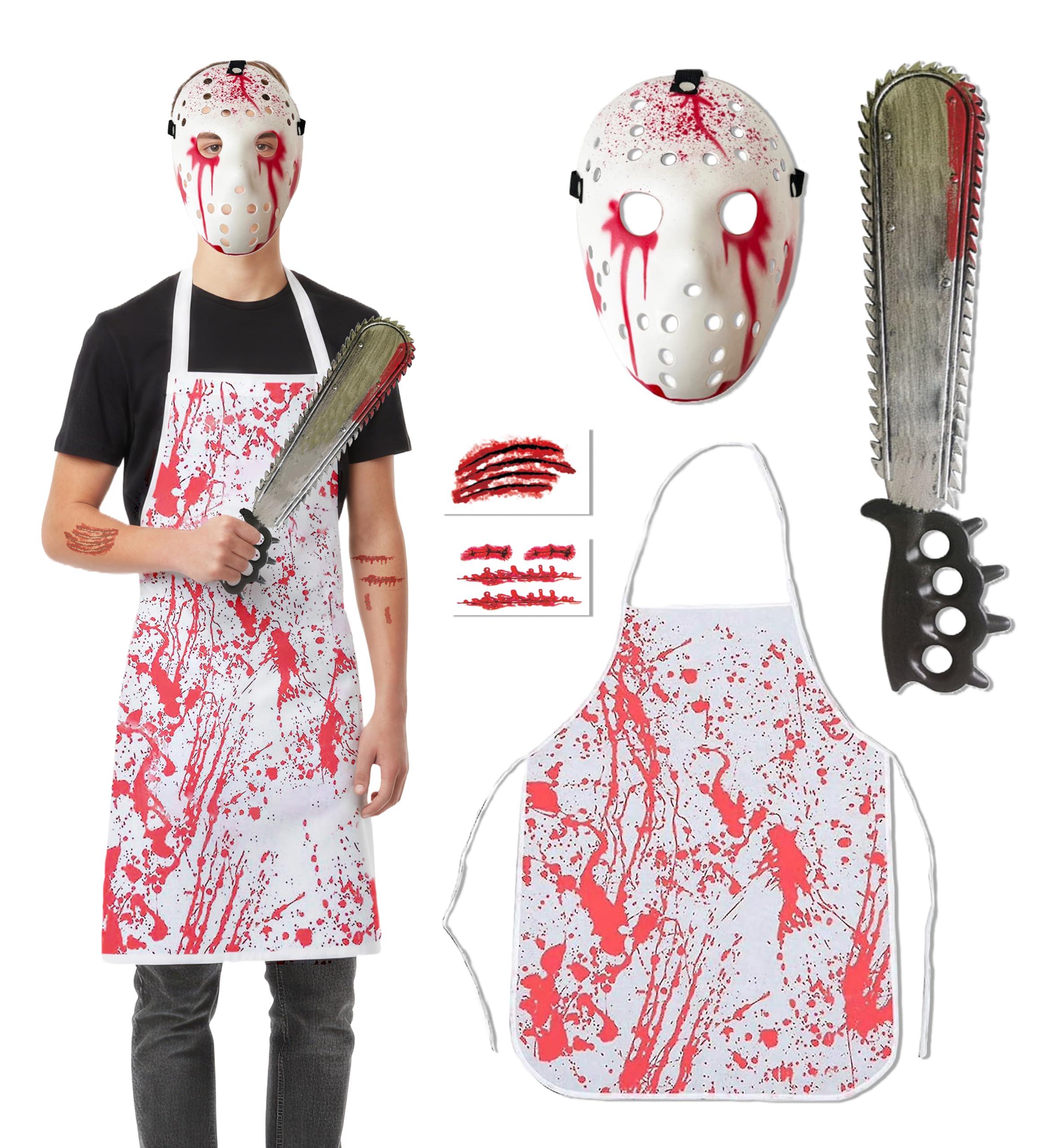 5 pcs Saw Killer Halloween Costumes For Boys - 5-12 Years Old One Size Fits All - 2025 Trending Fancy Dress - UK Based Brand