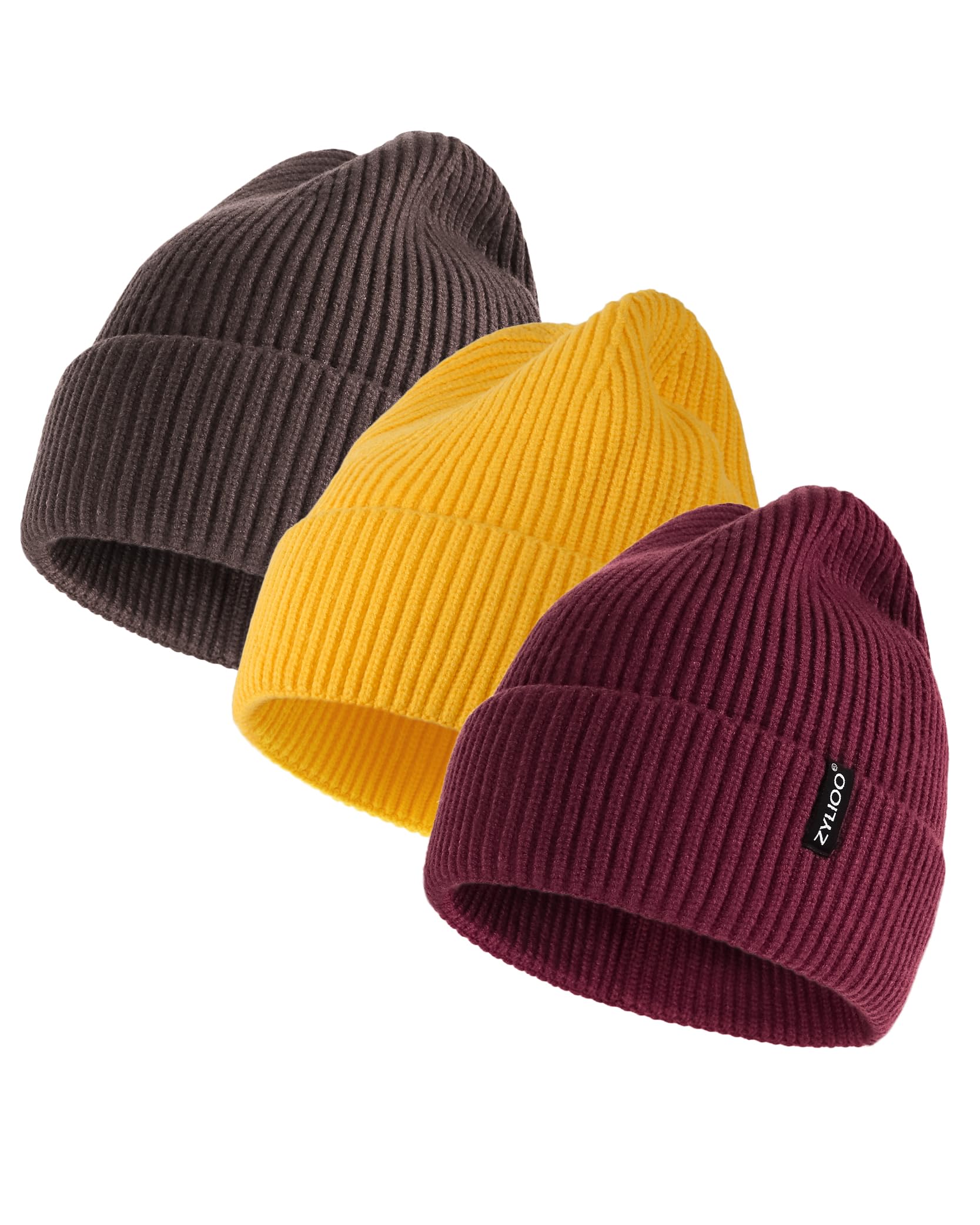 Zylioo Oversize Beanie Hats XXL Big Size Ribbed Knit Cuffed Winter Hat for Cold Weather Warm Skull Watch