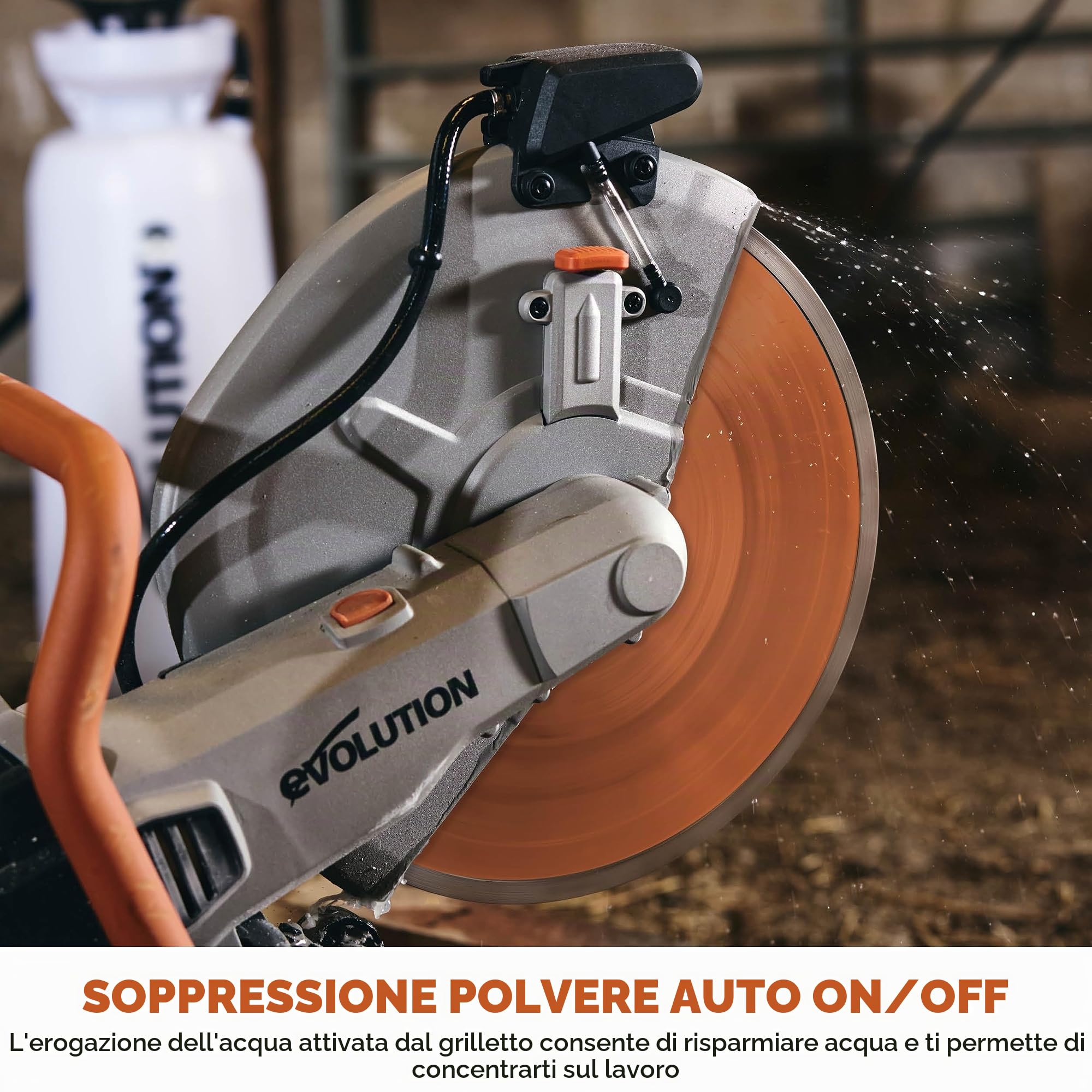 Evolution Power Tools R350DCT - Sega per calcestruzzo, per tagliare calcestruzzo, pietra, mattoni, tegole e altro, taglierina a disco elettrica da 350 mm, lama diamantata di alta qualità, 230 V, 350