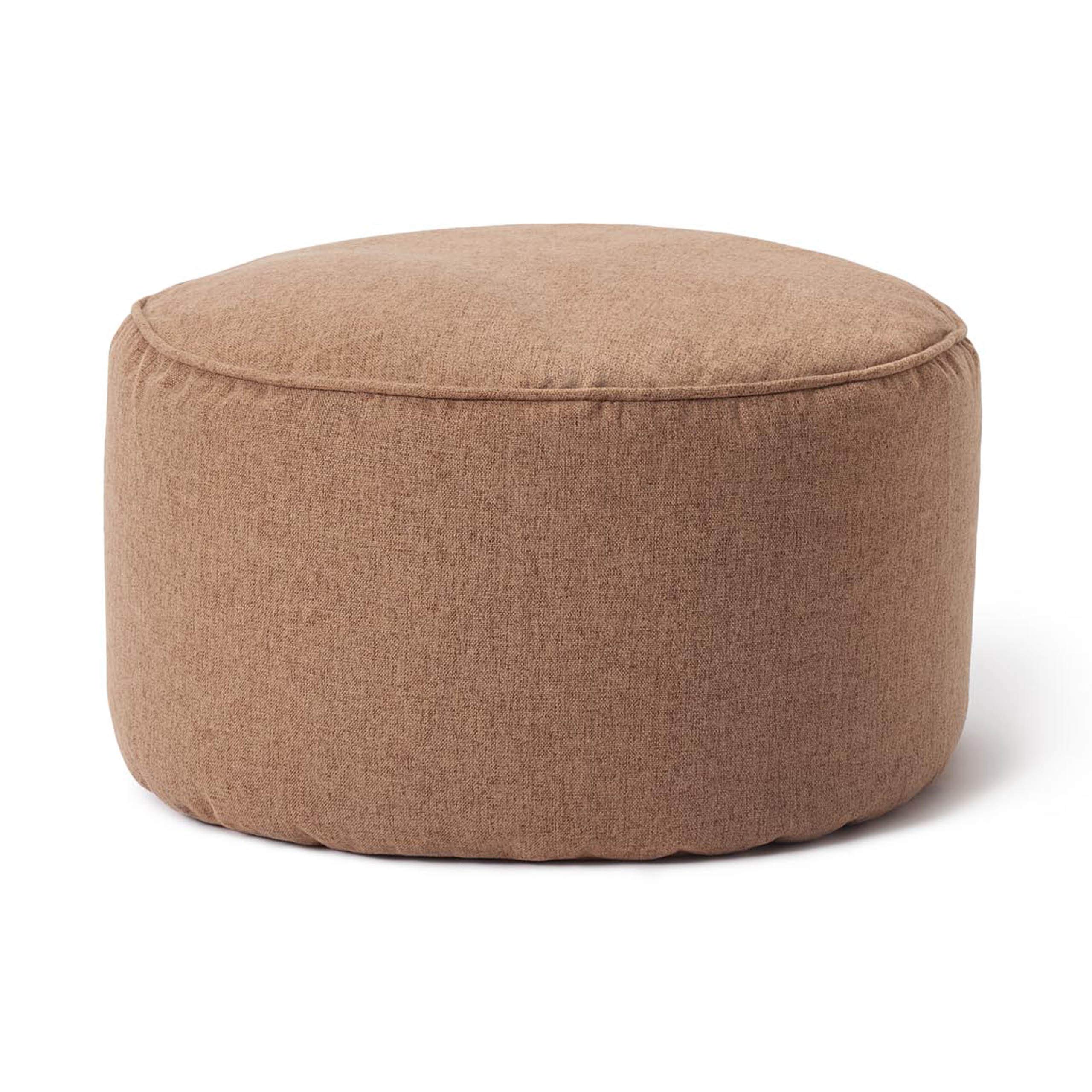 Lumaland Sitzsack Pouf (50 L) | Kompakter Sitzsack mit 3-in-1-Funktion: bequemer Hocker, praktisches Tischchen & stylischer Indoor Fußschemel I Mit Flexibler EPS-Füllung | Ø 25 x 45 cm [Braun]