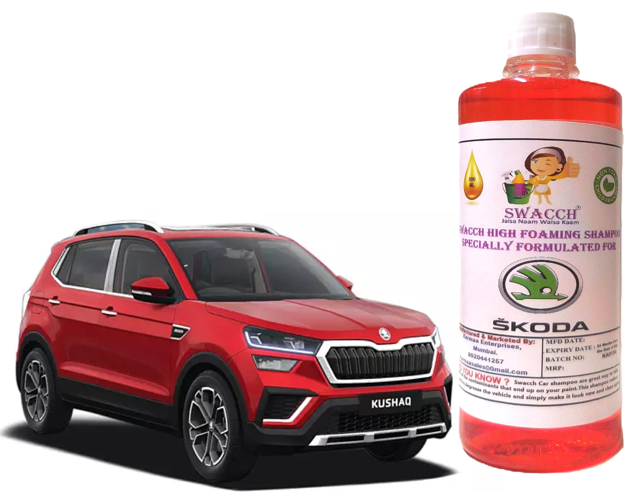 swacch High Foaming Car Shampoo Formulated For Skoda Kushaq I Non-Toxic Formula I Ph Balanced I Super Saver Pack I Premium Wax Formulation I Glossy & Shine I 500ml-picture-12