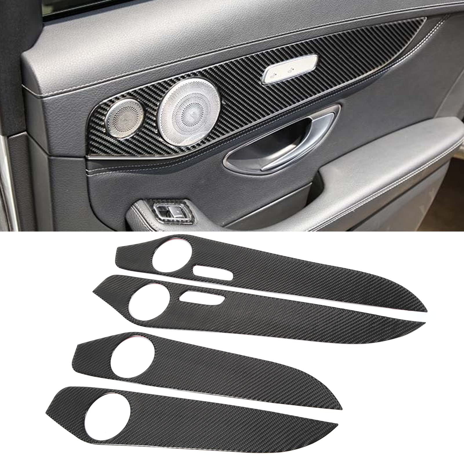 4 Stuks Glanzende Koolstofvezel Auto Binnendeur Paneelafdekking voor