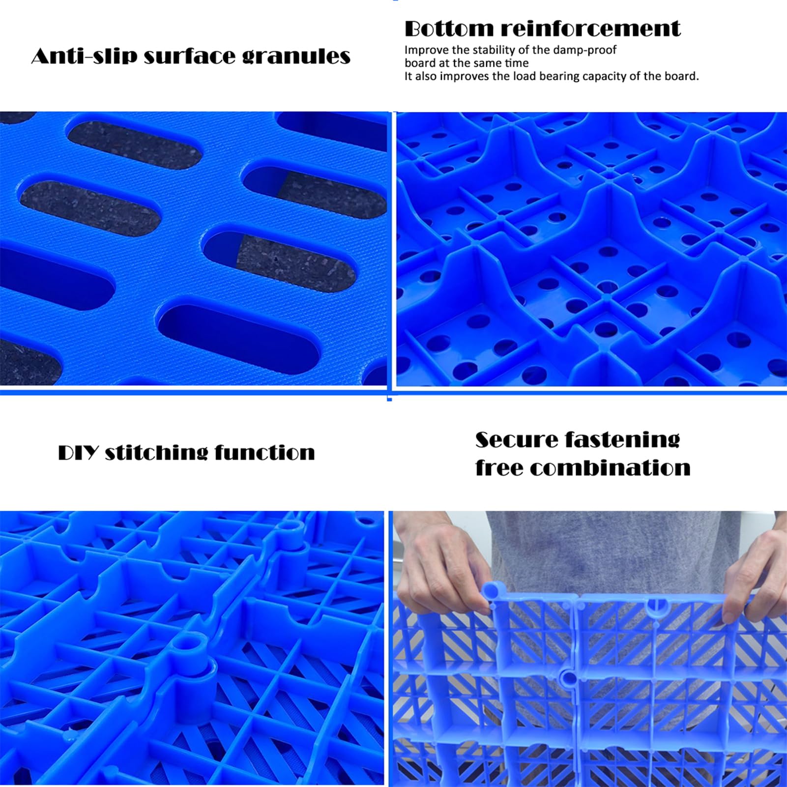 Trwała Paleta Plastikowa do Przechowywania, 4 Szt Oddychającej Plastikowej Kratki Wodoodpornej Podkładki, Regały na Artykuły Wentylacyjne Chroniące,Long hole,11.8 * 23.6 * 1.18 in