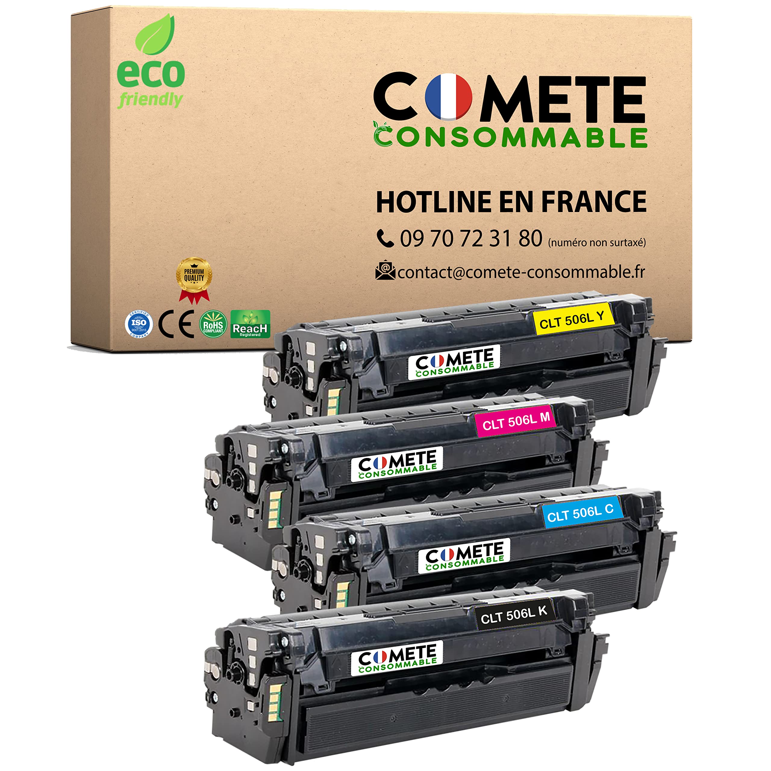 COMETE 4 Cartouche de Toner Compatible avec Samsung 506L CLT-K506L CMY506L