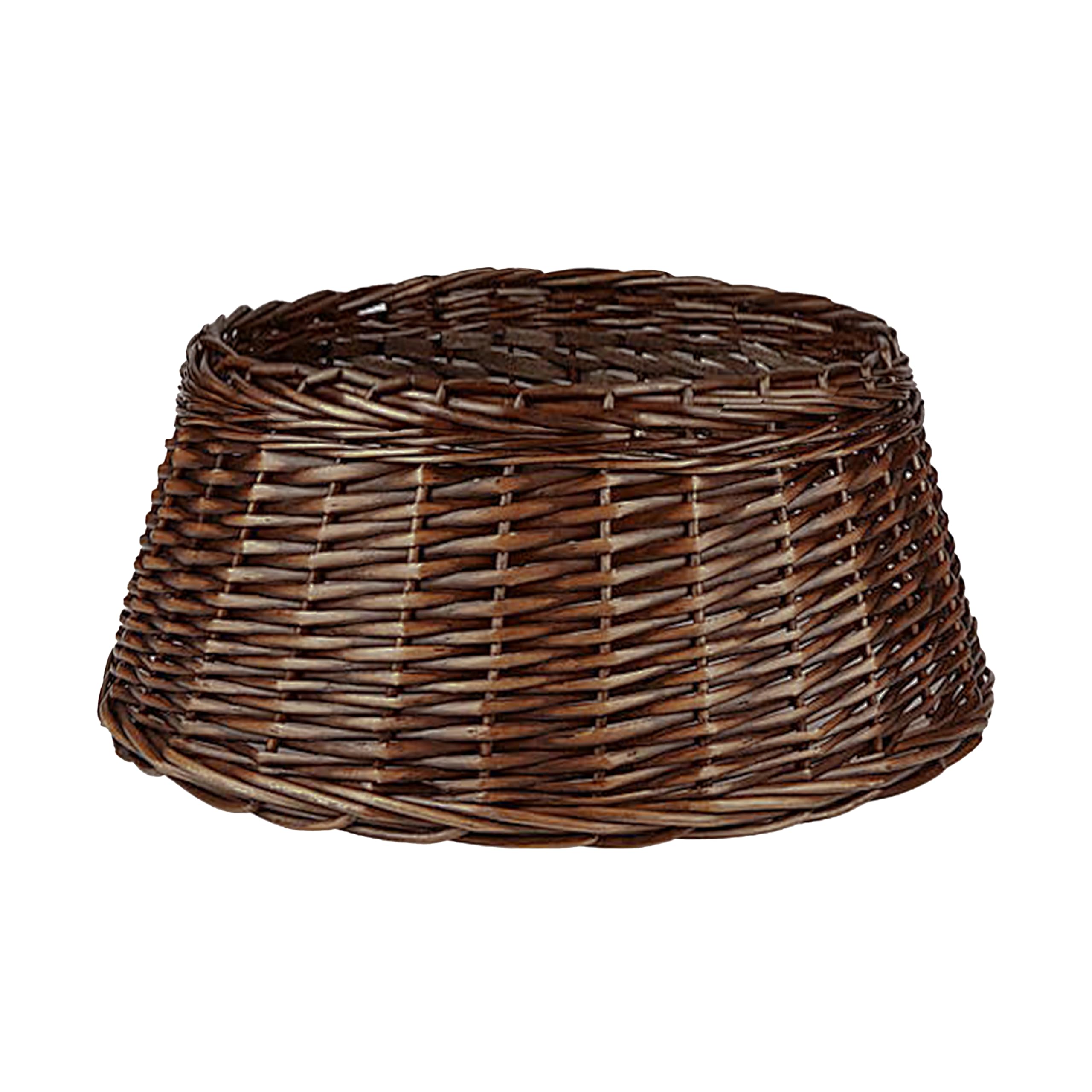 Natural Wicker Christmas Tree Skirt Xmas Stand Cover Xmas Decoration Basket (Brown, Medium)