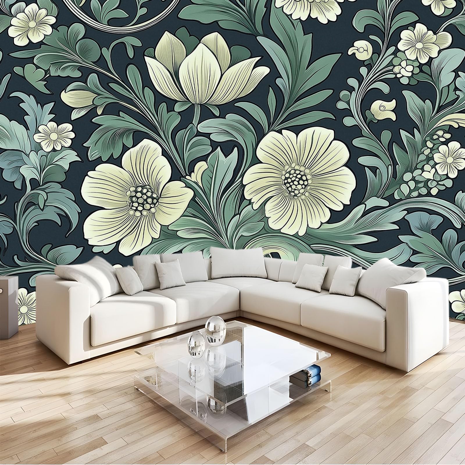 Tapisserie intissée panoramique florale pour une décoration murale raffinée