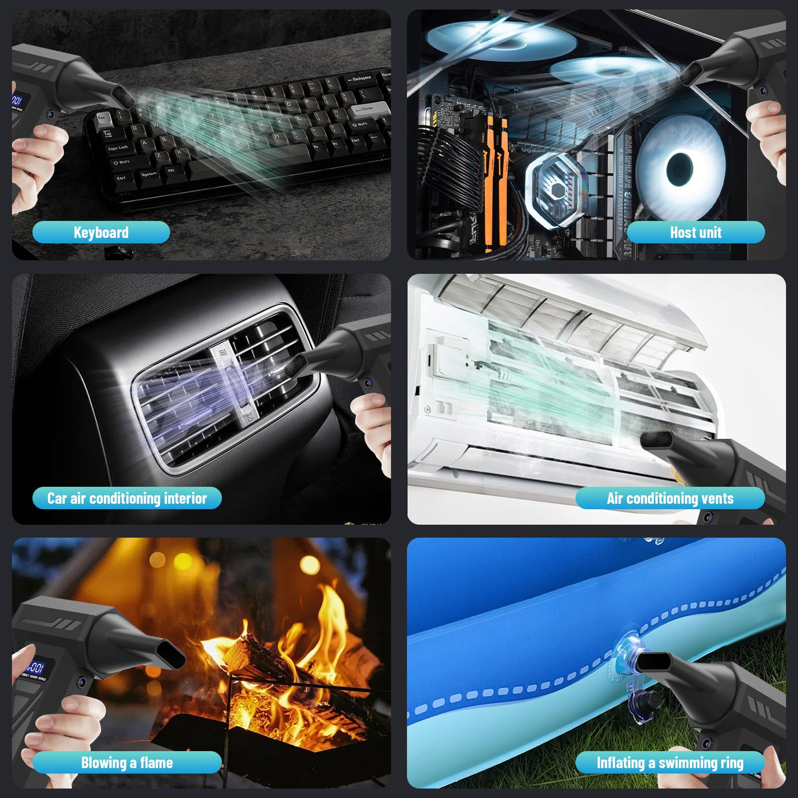 Elektrisches Staubgebläse Druckluftspray,Mini 4-Gang Electric Air Duster 110000 U/min,Typ-C Wiederaufladbare Staubsauger Luftgebläse,Power Turbo Gebläse für Computer,Tastatur,Haus,Outdoor und Auto