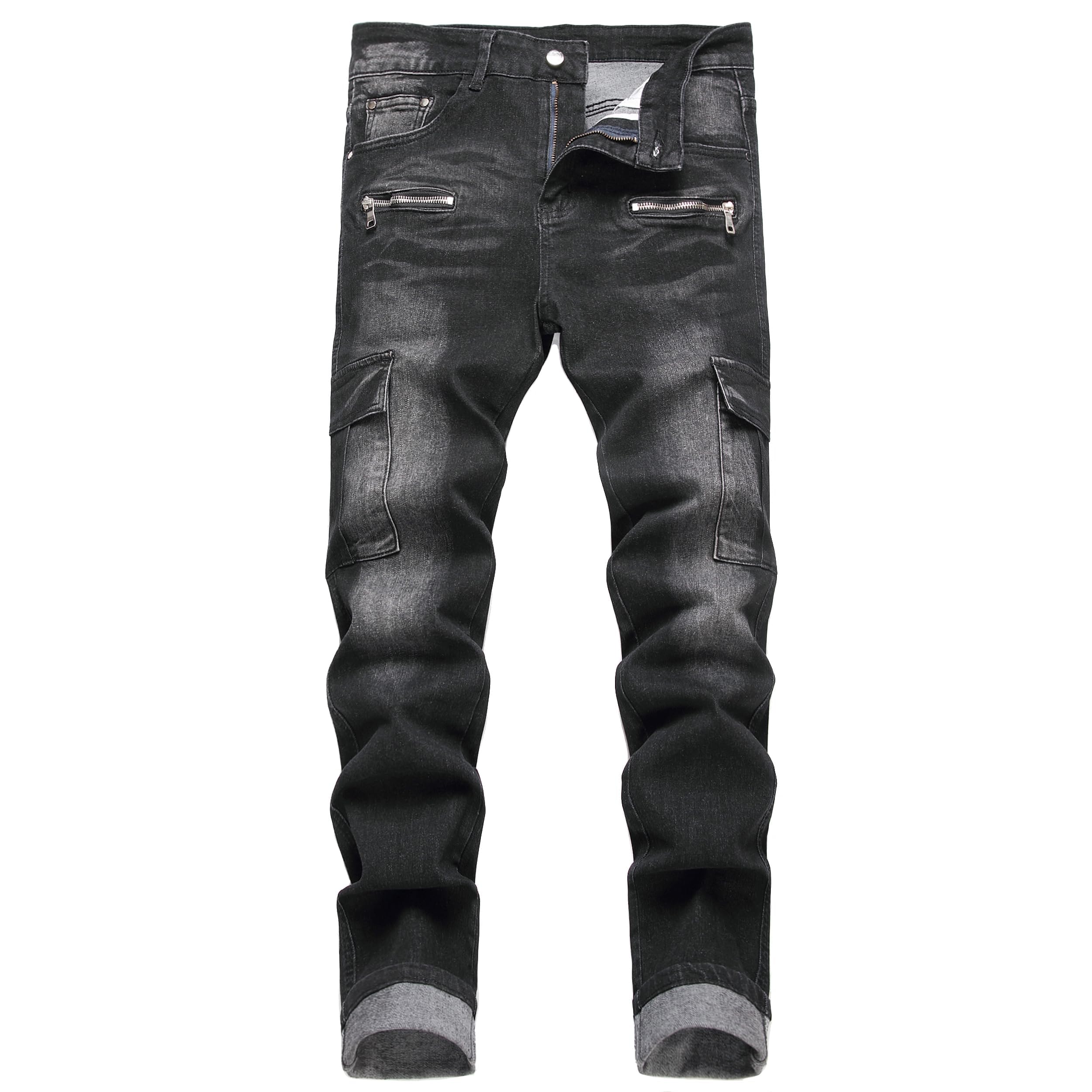 Pantalones vaqueros ajustados para hombre, ajustados, ajustados, ajustados, ajustados, de pierna recta regular, pantalones vaqueros de cintura flexible, pantalones vaqueros informales para