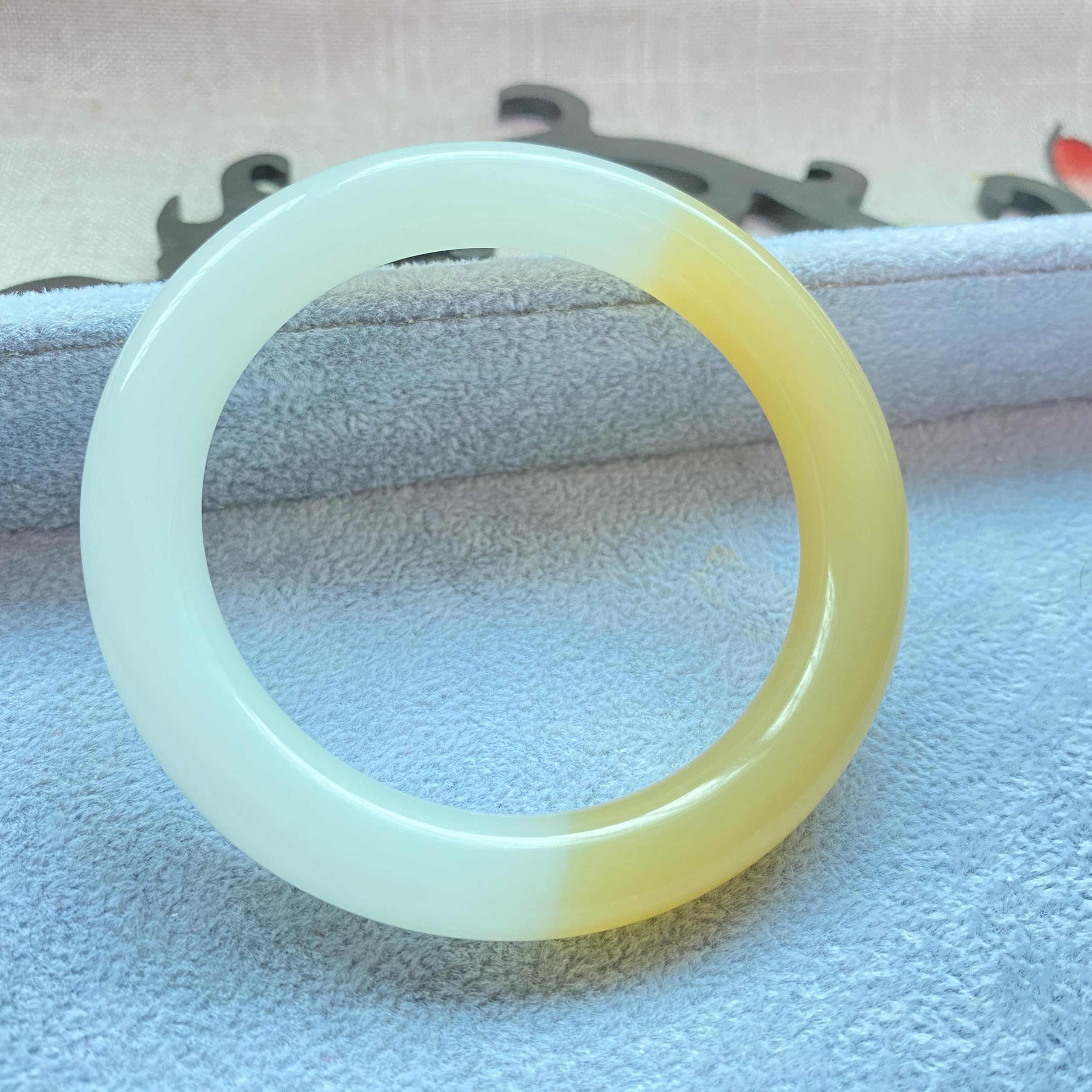 Bracciale di Bangle di Giada Stretta di per Donne ricchezza Cinese Buona Fortuna Bracciale Donna Vintage Vera Genuino Giallo Giada in Pietra Regalo di Compleanno del Compleanno (Giù di Natale a Bassa