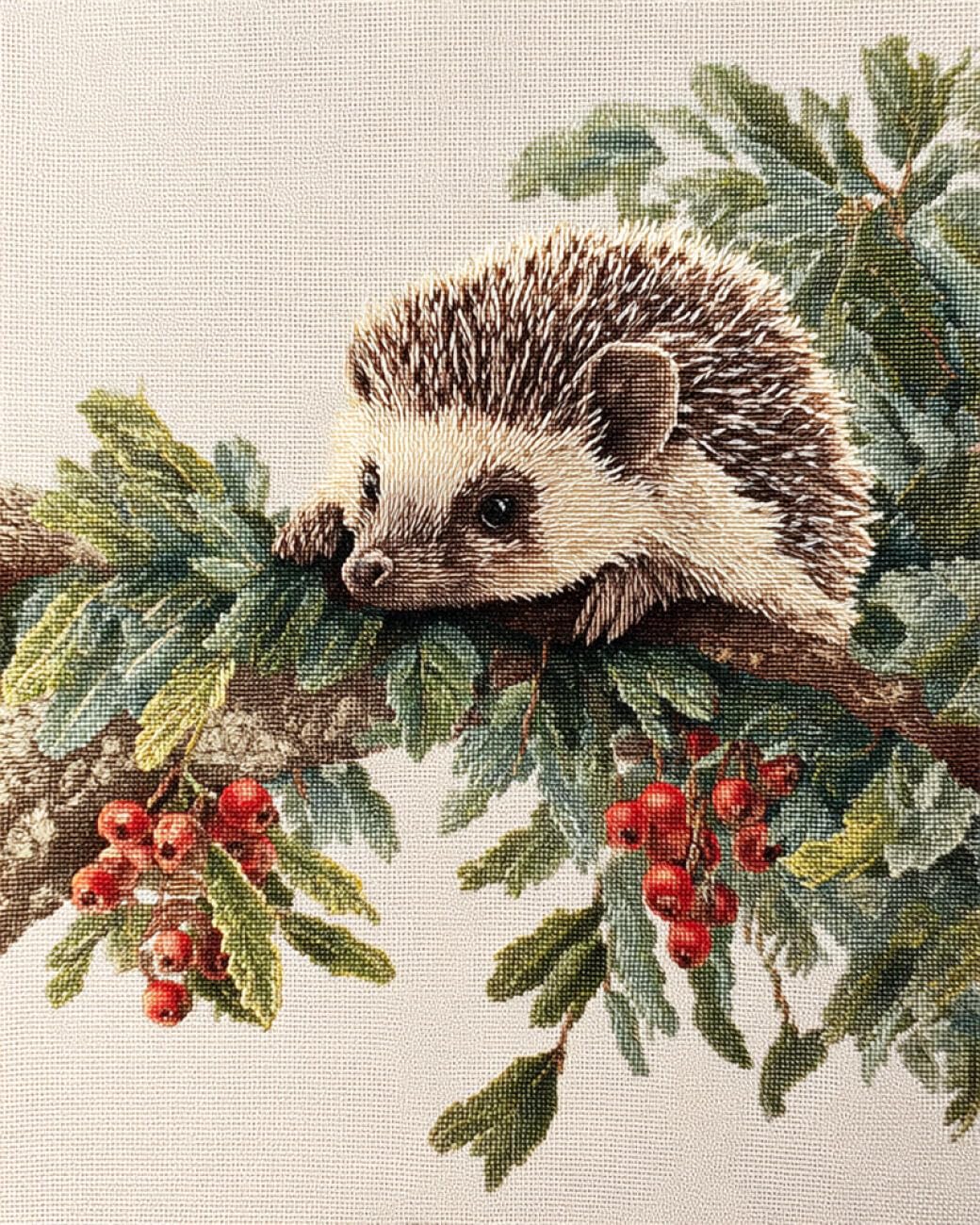 RKFLGEW DIY Bead Embroidery Kits Hedgehogs in Trees 30x40cm