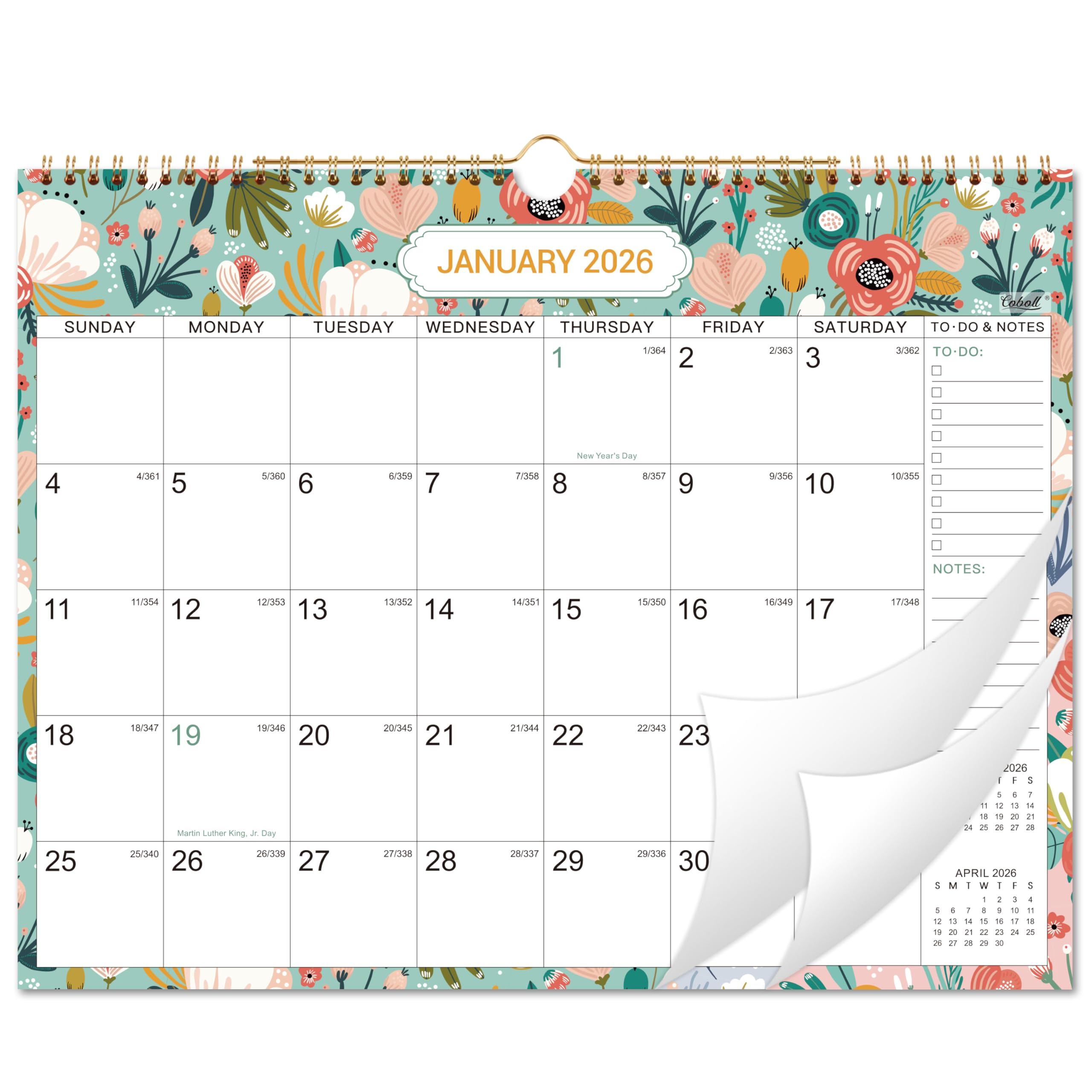 Calendar 2026, 12 Months Wall Calendar from January 2026 to December 2026, 14.8" x 11.4" with Julian Date, 2026 Calendar with Thick Paper