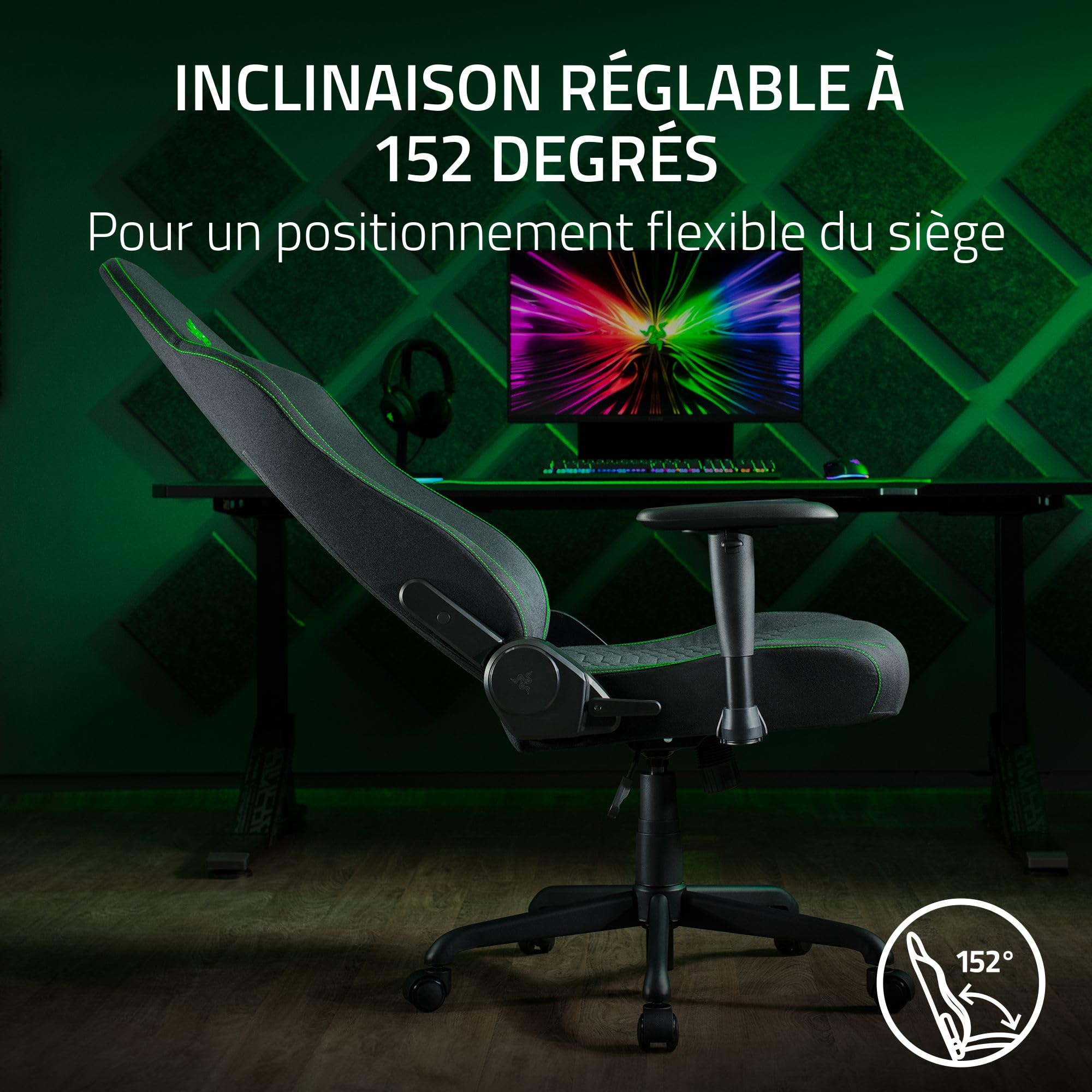 Razer Iskur V2 X - Essential Gaming Chair avec Support Lombaire intégré (Coussins en Mousse moulée Haute densité, accoudoirs en 2D, Tissu avec Finition Douce) Noir
