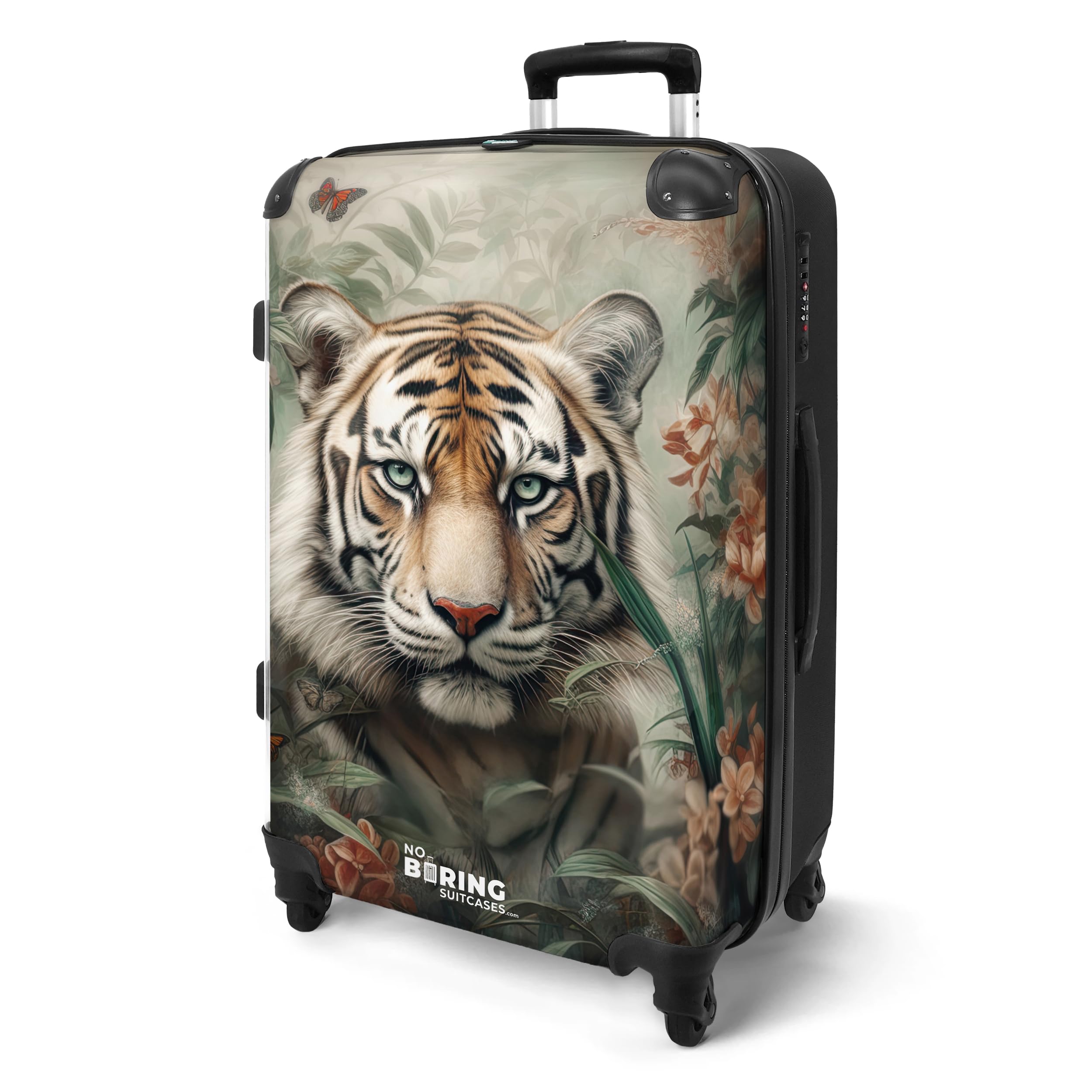 NoBoringSuitcases.com Maleta Mediana, Maleta Mediana 4 Ruedas, Maletas de Viaje Grandes 23 Kilos, Cerradura TSA, Maleta Grande, Maleta de Viaje (67 cm - 72 L), (Tigre - Verde)