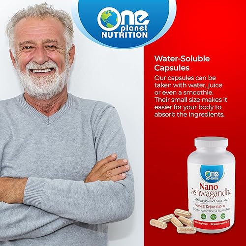 Miniatura 4 de Nano Ashwagandha Root & Leaf - Cápsulas vegetales de 500 mg (120 porciones), extracto 10:1, apoya la función hormonal y neurológica para aliviar el