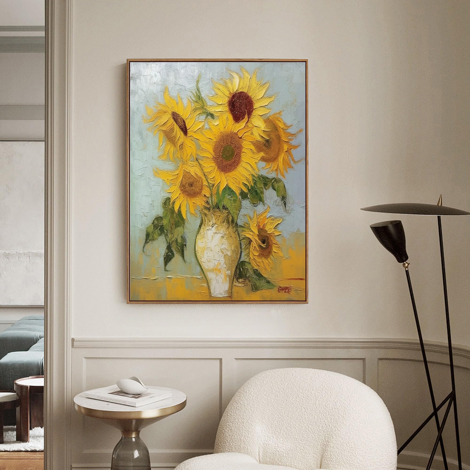 絵画 sunflower Amazon.com: ZXHYWYM Sunflower Canvas Wall Art Vintage