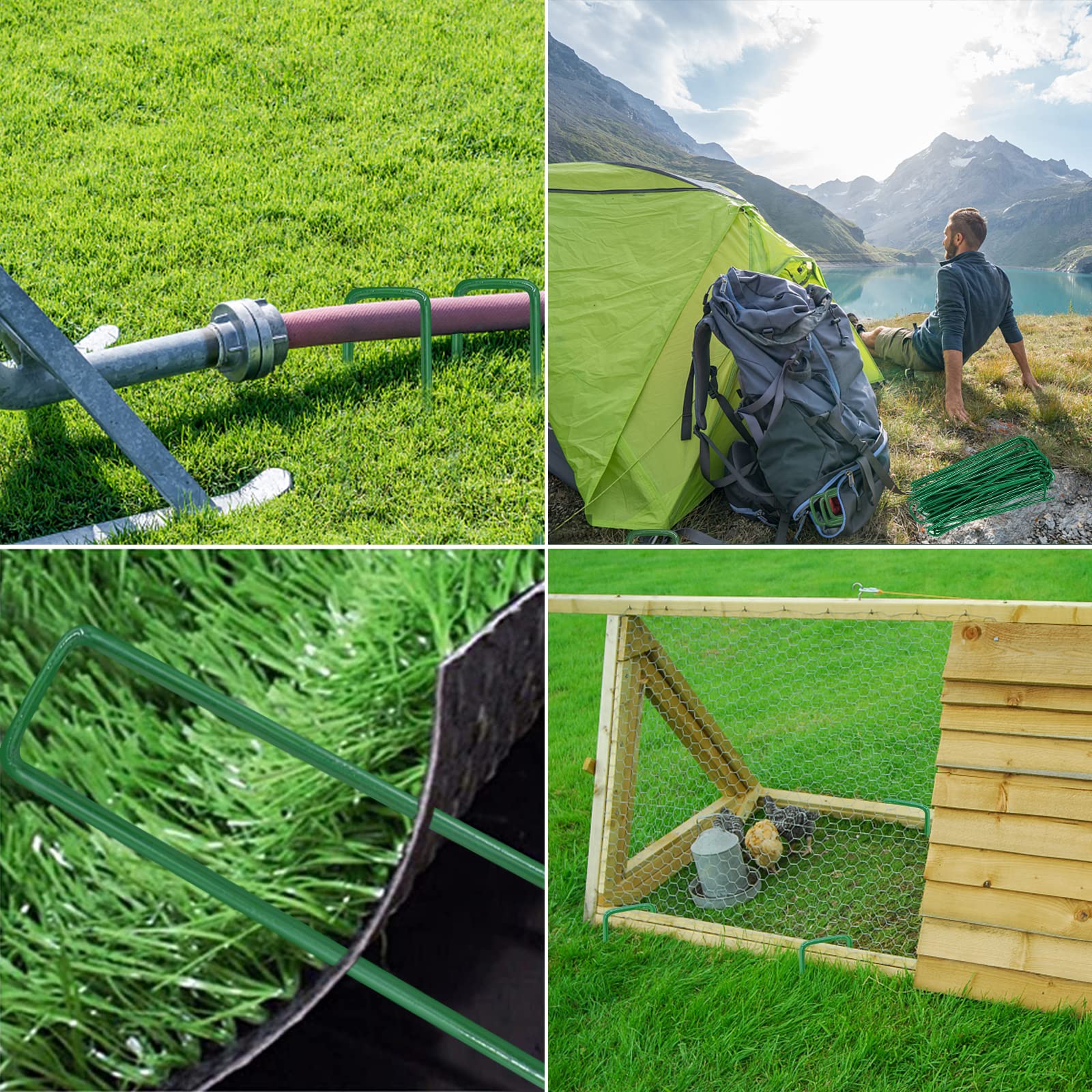 50 Piezas Clavijas de Jardín, Galvanizado en Forma de U Grapas Jardin Anclas de Suelo Camping, Piquetas de Acero para Control de Malas Hierbas Membrana Cesped Artificial