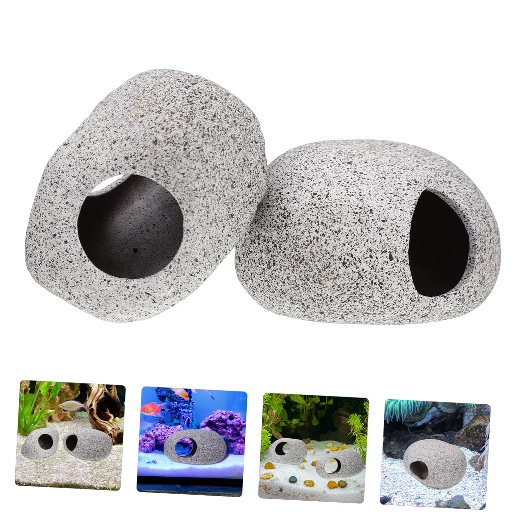 BESPORTBLE 3 Juegos Olla De Barro del Tanque De Peces Escondites De Cuevas De Peceras Coral Decoraciones De Peceras Roca del Acuario Escondites De Peceras Arcilla Morada 2 Piezas * 3