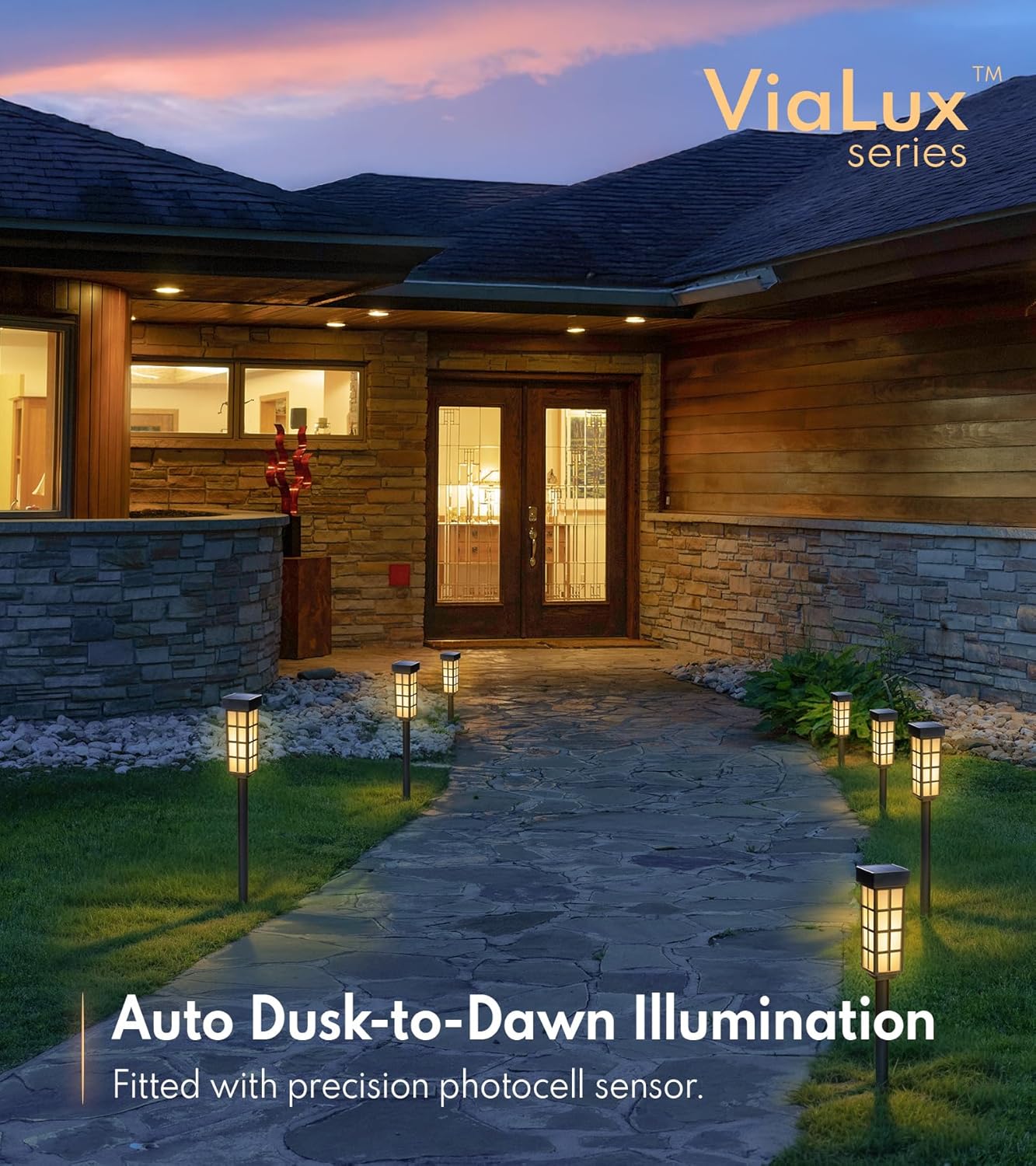 PASAMIC 24" Solar Pathway Lights Outdoor, 8 Pack Bright Garden Light with Auto On/Off, IP65 Solar Lights Outdoor Waterproof, Garden Landscape Lighting for Yard, Patio, Walkway, Driveway - Image 6