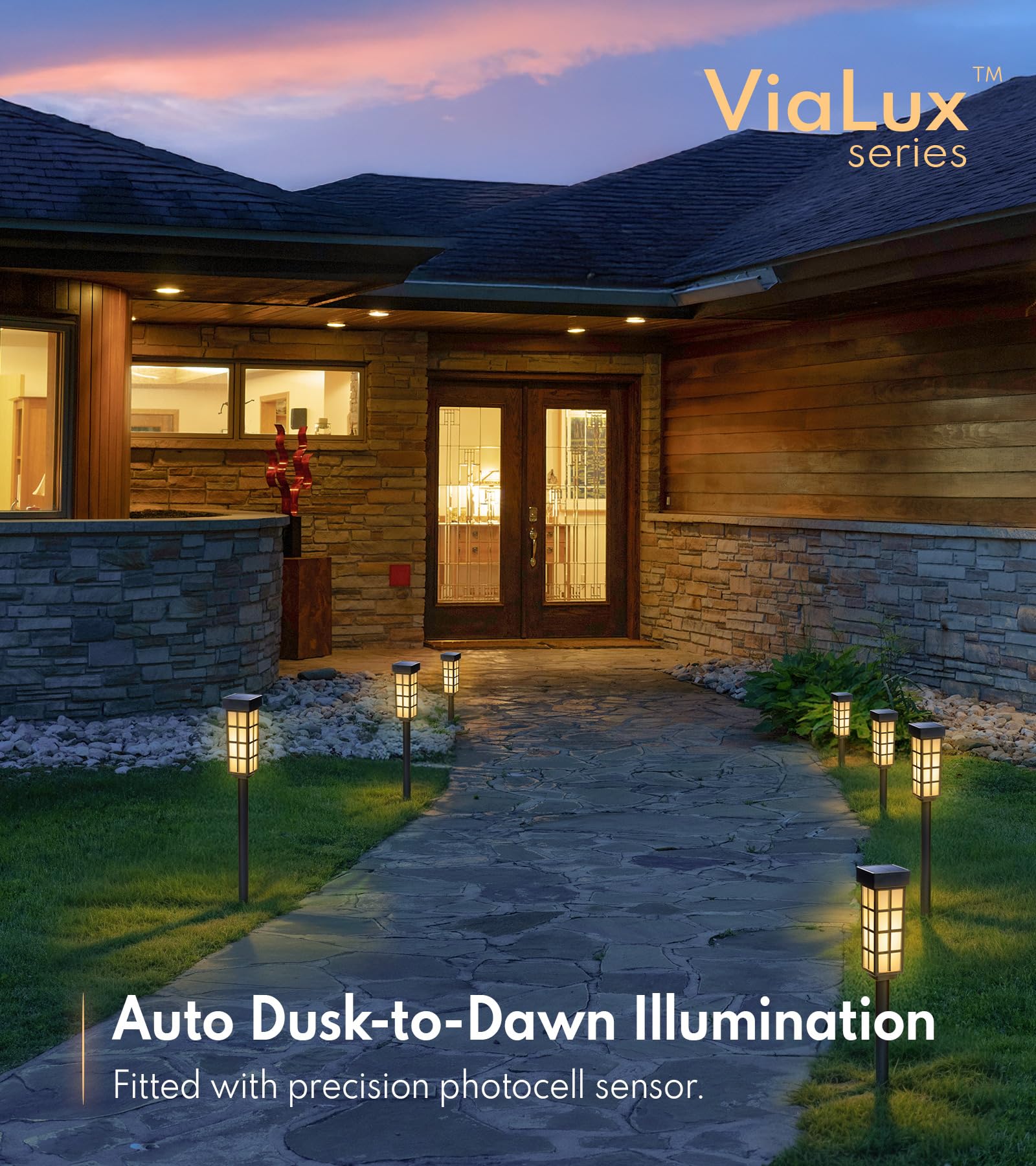 8 Stück Solar-Weglichter, LED-Solarleuchten für den Außenbereich, IP65 wasserdichte Outdoor-Solarleuchten für Hof, Auto On/Off, Solar-Gehweg-Lichter, Landschaftsbeleuchtung für Terrasse, Auffahrt,