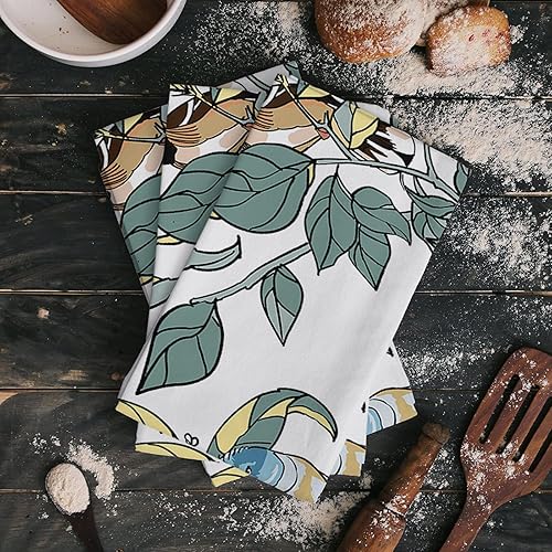 Miniatura 2 de Image Duvet 2 Pack Cotton Kitchen Dish Cloths Towels, Plants 18 x28 Inch Soft Absorbent Kitchen Decoration Hand Towels for Living Room Home Cleaning