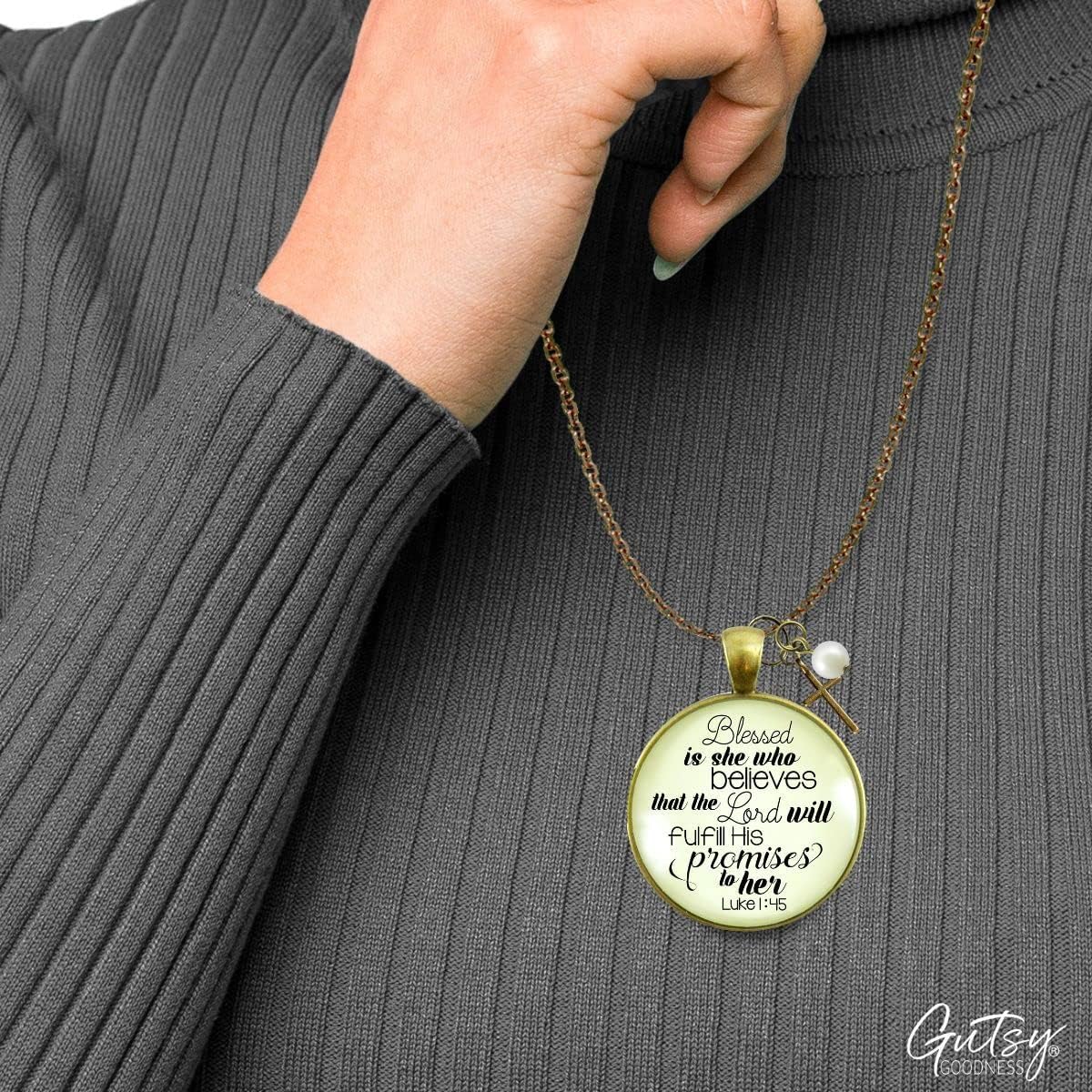 Gutsy Goodness Encouragement Necklace Handmade Bible Quote Message Jewelry Pendants For Women Of Faith