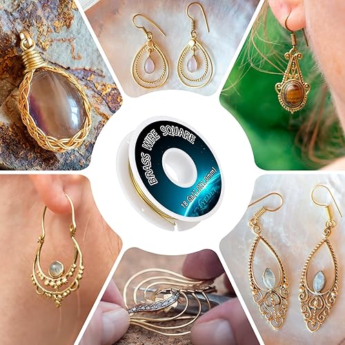 Miniatura 6 de Alambre cuadrado de latón calibre 18 0.039x0.039 in (30 pies)  Alambre de artesanía de joyería para metalurgia, proyectos de bricolaje, relojería