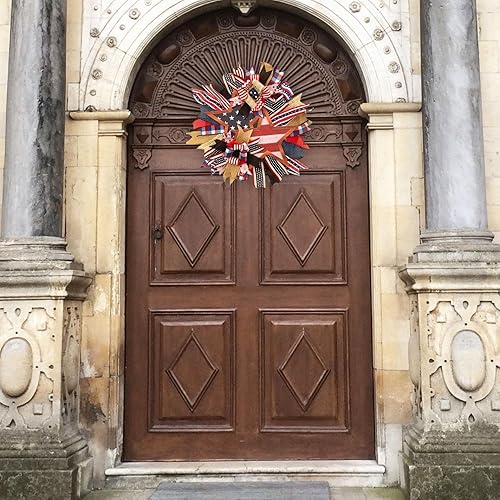 Miniatura 5 de Coronas del 4 de julio para puerta delantera exterior, grande, corona patriótica del Día de la Independencia de 17 pulgadas para decoración del