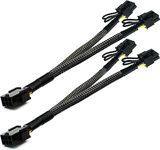 6 Pin to dual PCIe 8 Pin (6+2) Graphics Card PCI Express Power Adapter GPU VGA Y-splitter Extension Cable Mining Video Card Power Cable 9 inches 2 Pack TeamProfitcom