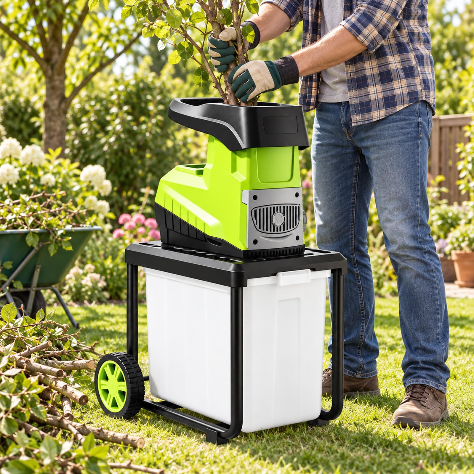 Broyeur Végétaux Électrique 2800W, Diamètre 45mm
