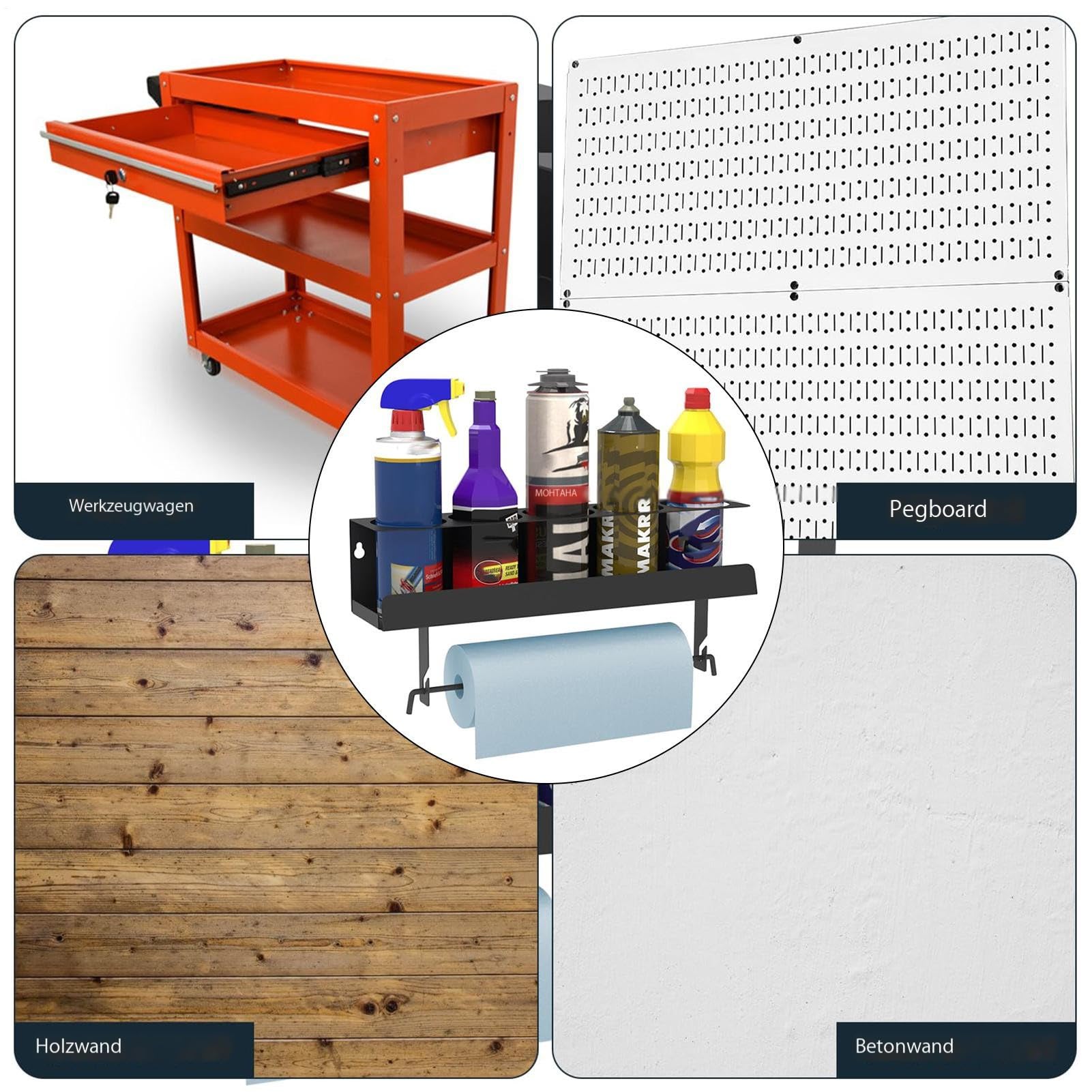 1 Set Dosenhalter Werkstatt, 43 X 9,6 X 10,2 Cm Spraydosenhalter Wand Aus Stahl, Sprühdosenhalter Rack Mit 5 Dosenlöchern, Sprühflaschenhalter, SprühdosenhalterRegal, Für Werkstätten