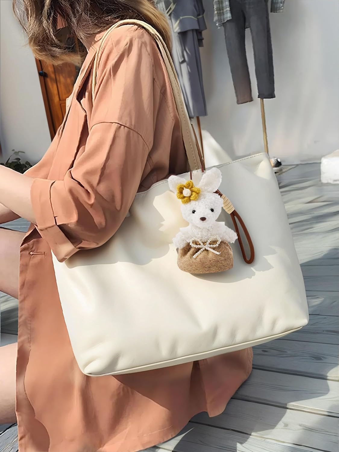 Plush Bear & Bunny Keychain and Bag Charm 2 in 1 – Cute Bag Charm for Purse, Handbag, Backpack & Car Keys - Image 4