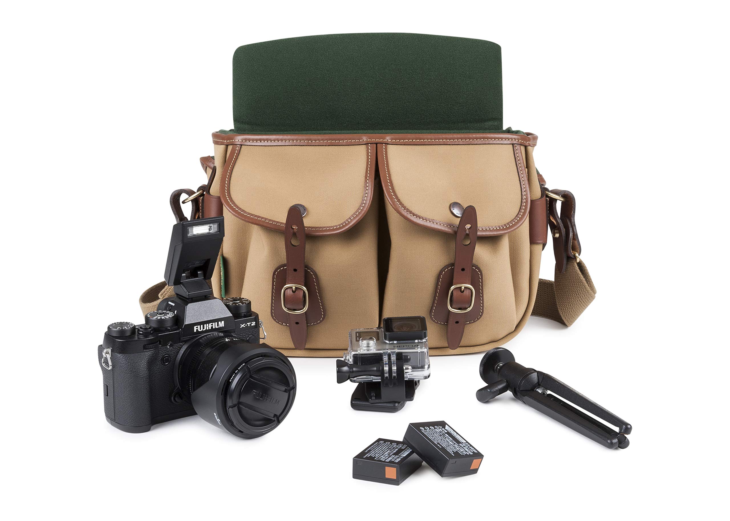 Billingham Small Pro - Bolsa fotográfica de Lona (Sistema de Apertura rápida, Anti-Lluvia) Color Caqui y Tostado