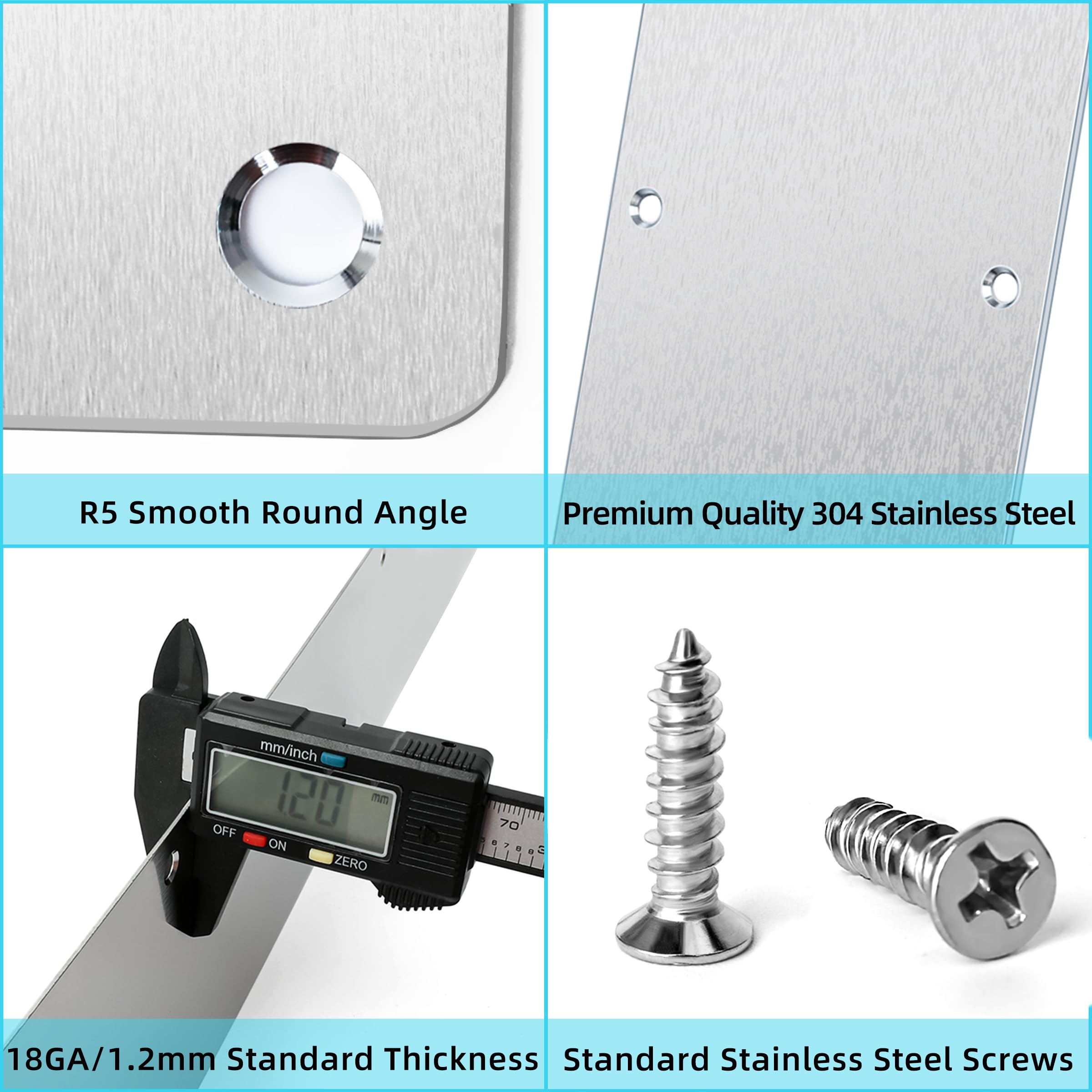 VRSS 304 Stainless Steel Door Kick Plate – 7.87x34 Inches, Protects Doors From Scratches & Pet Damage