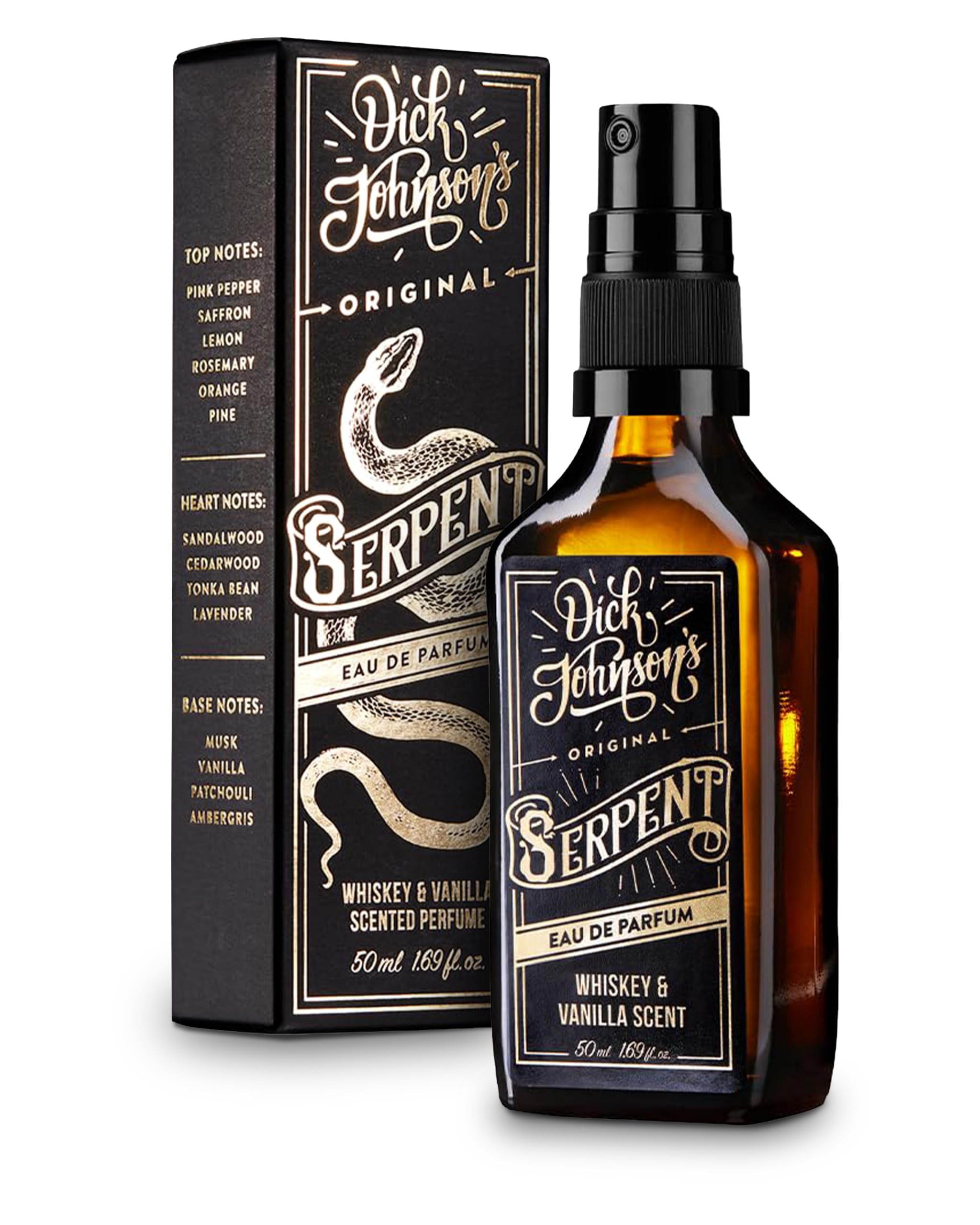 Dick Johnson Eau de Parfum Herren 50 ml – Parfüm Männer mit Whiskey Vanille-Duft – Signature Serpent Herrenduft intensiv maskulin – Parfum Geschenk für Männer – Eau de Parfum Made in Finnland