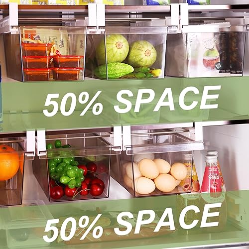 Miniatura 6 de Yatmung Paquete de 2 organizadores de cajones extra grandes para refrigerador extraíble - Organizador de cajones de refrigerador y contenedores de