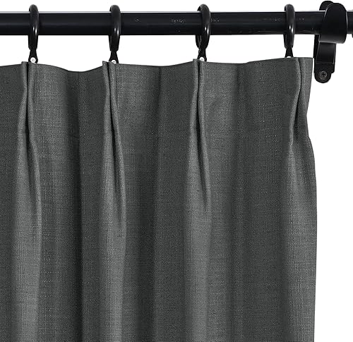 Miniatura 15 de Fcosie Cortinas plisadas de lino 100 % opacas para puerta corrediza de patio, cortina con aislamiento térmico para barra transversal y riel, 1 Azul