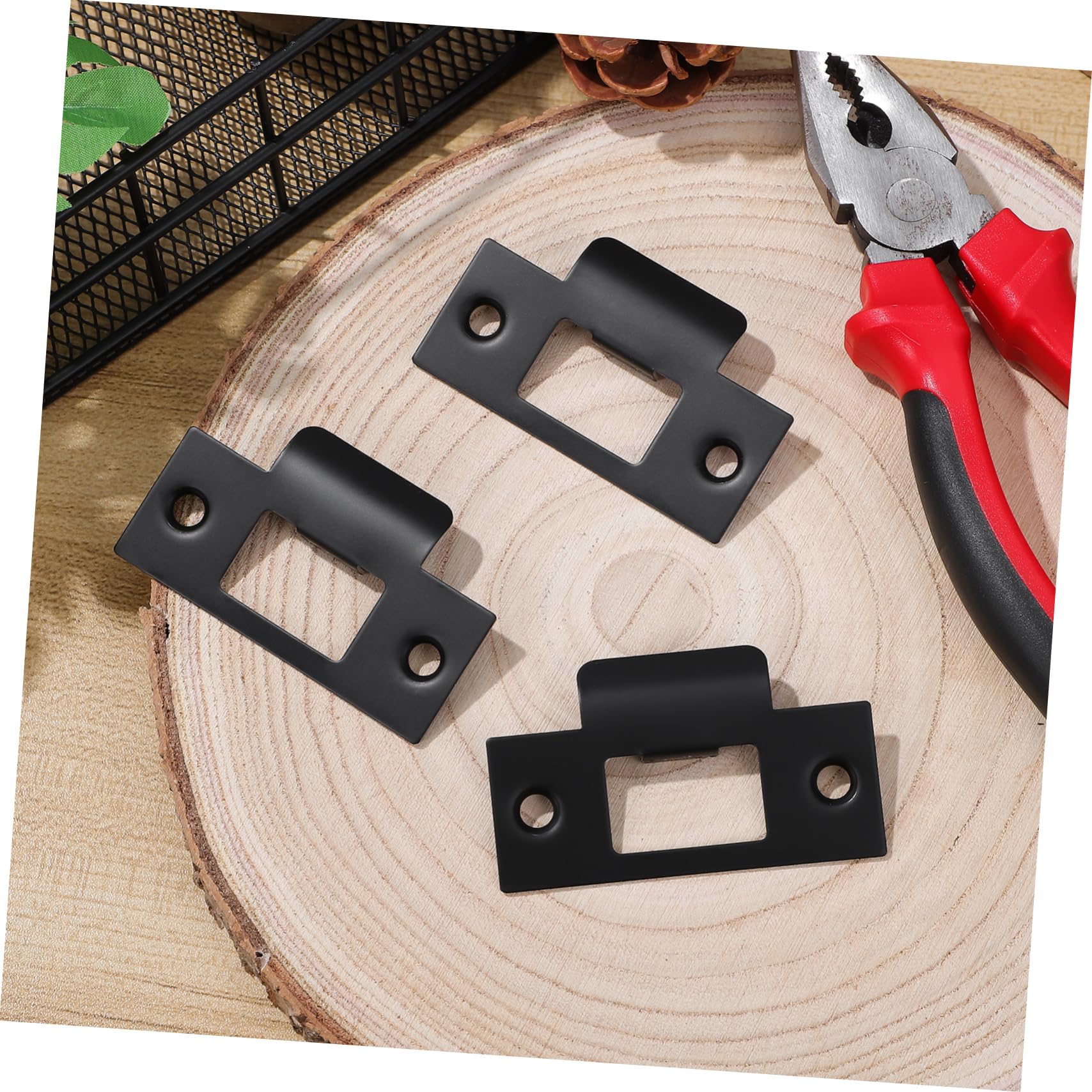 SHINEOFI 5 Ensembles Plaques De Renforcement De Serrure Inoxydable De Plaques De Pêne Protection Pour Portes Remplacement De Gâche Pour Entrées 4 Pièces * 5
