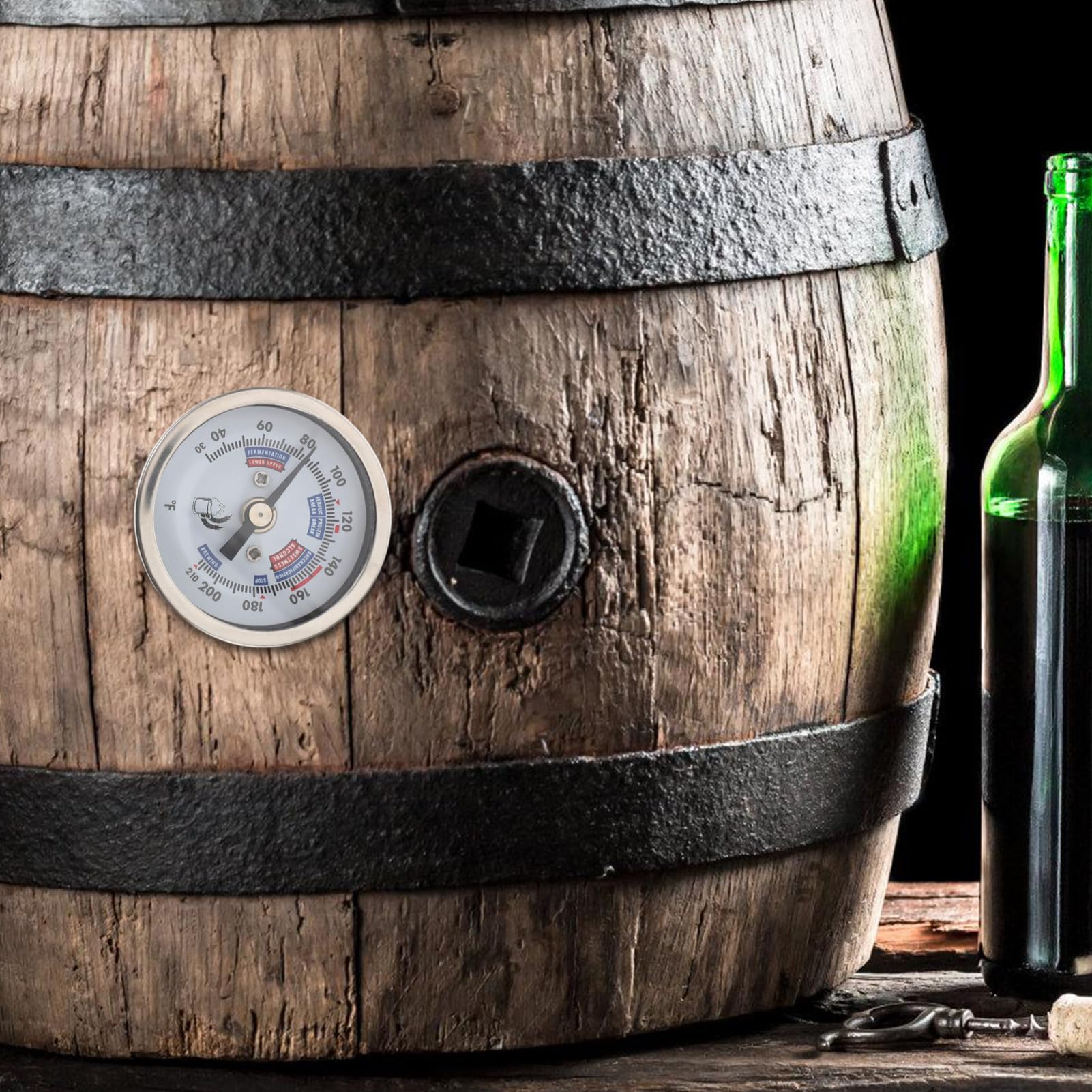 Termometro a Quadrante in Acciaio Inox per Vinificazione | Letture Precise, Uso Versatile, per Botte Vino e Attrezzatura Brassicola